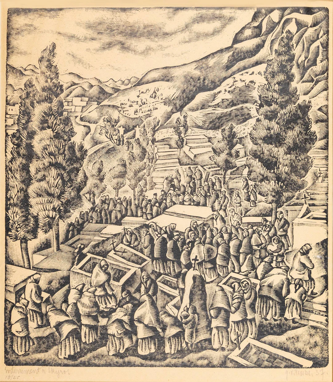 PESCHKE, Georg Vinko, von. Enterrement à Skyros.