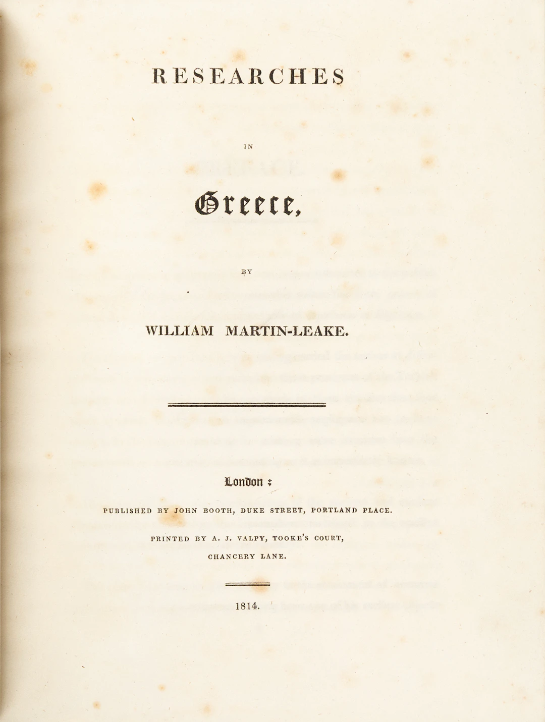 LEAKE, William Martin. Researches in Greece.