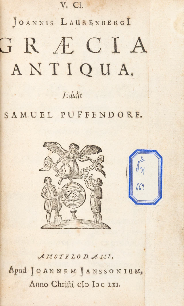 LAURENBERG, Johann. Graecia antiqua, edidit Samuel Puffendorf.