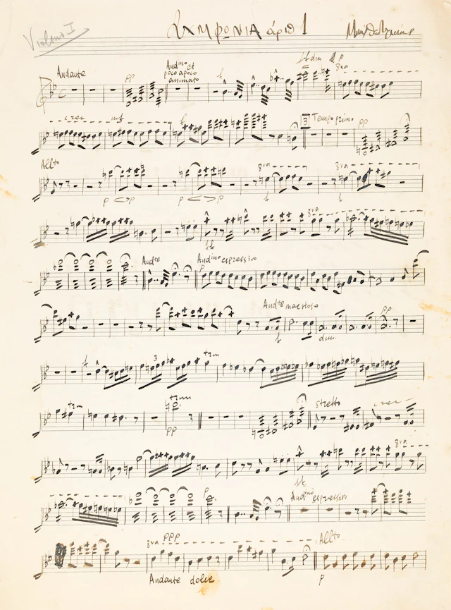 THEODORAKIS, Mikis, 1925-2021, composer. Δύο αὐτόγραφες πάρτες γιά