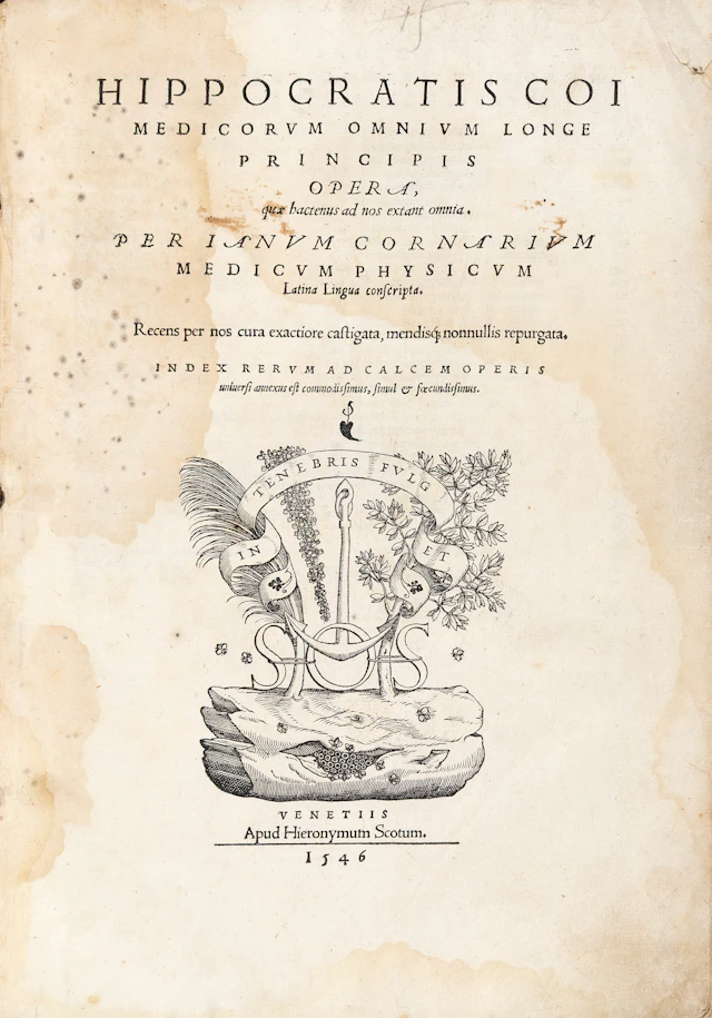 HIPPOCRATES. Hippocratis Coi Medicorum omnium longe principis opera
