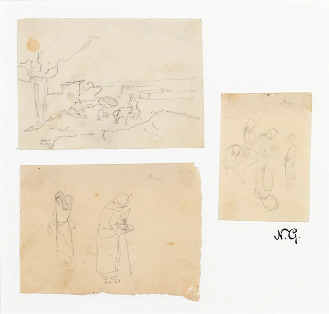 ΓΥΖΗΣ, Νικόλαος, 1842-1901. Τοπίο καί γυναικείες μορφές στά Μέγαρα.