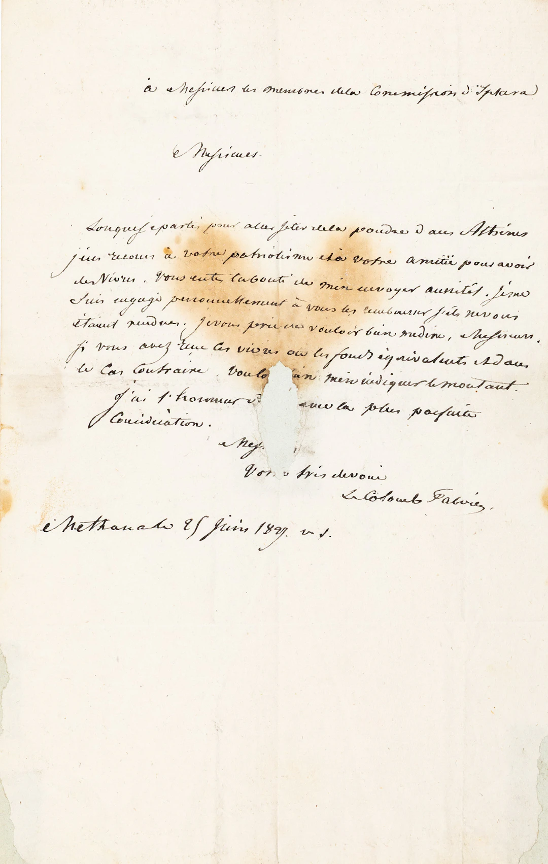 FABVIER, Charles Nicolas, 1782-1855, French general, philhellene.