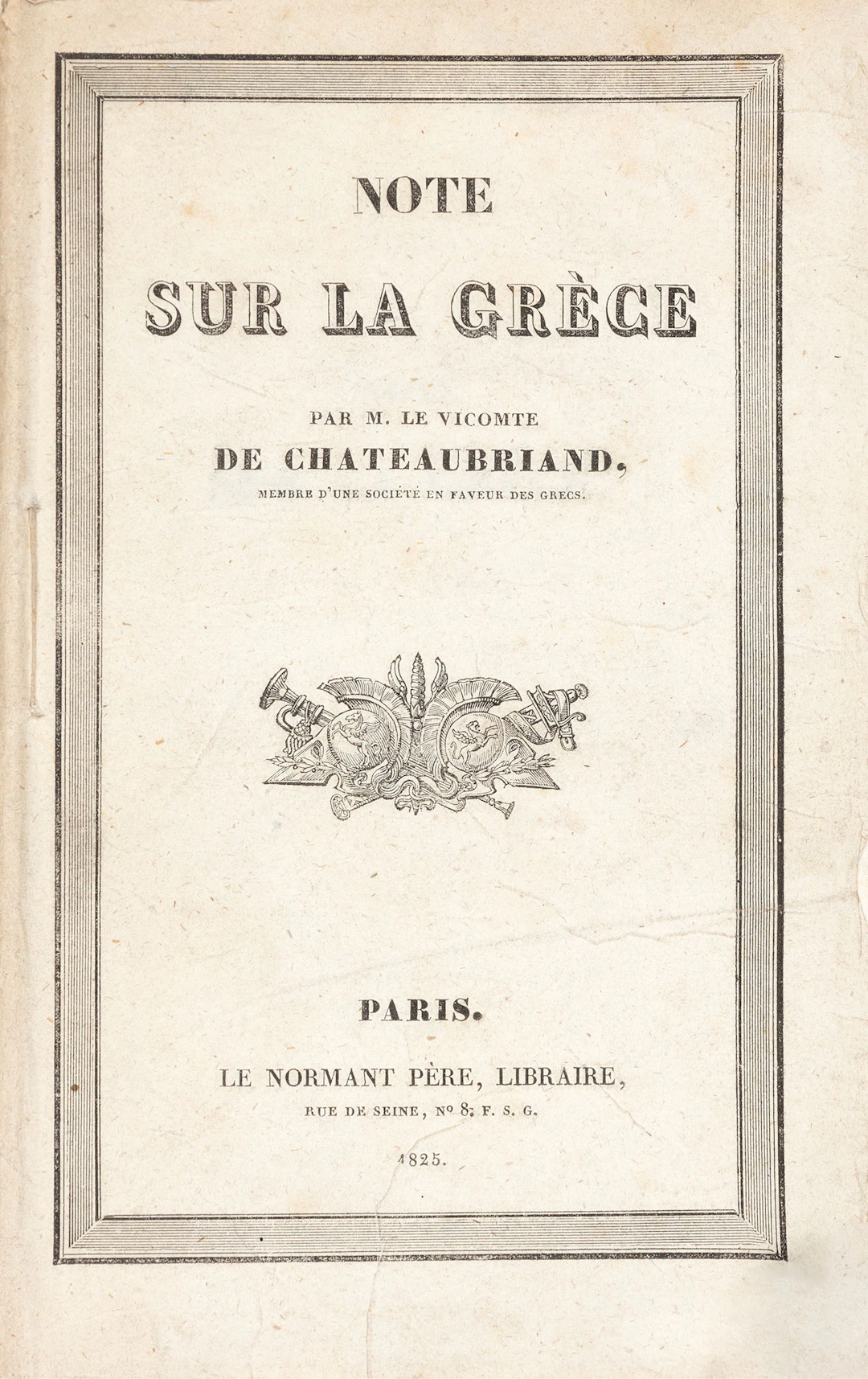 CHATEAUBRIAND, F. A. Note sur la Grèce.