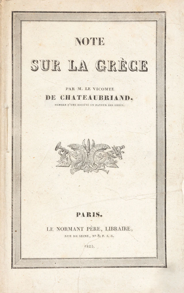 CHATEAUBRIAND, F. A. Note sur la Grèce.