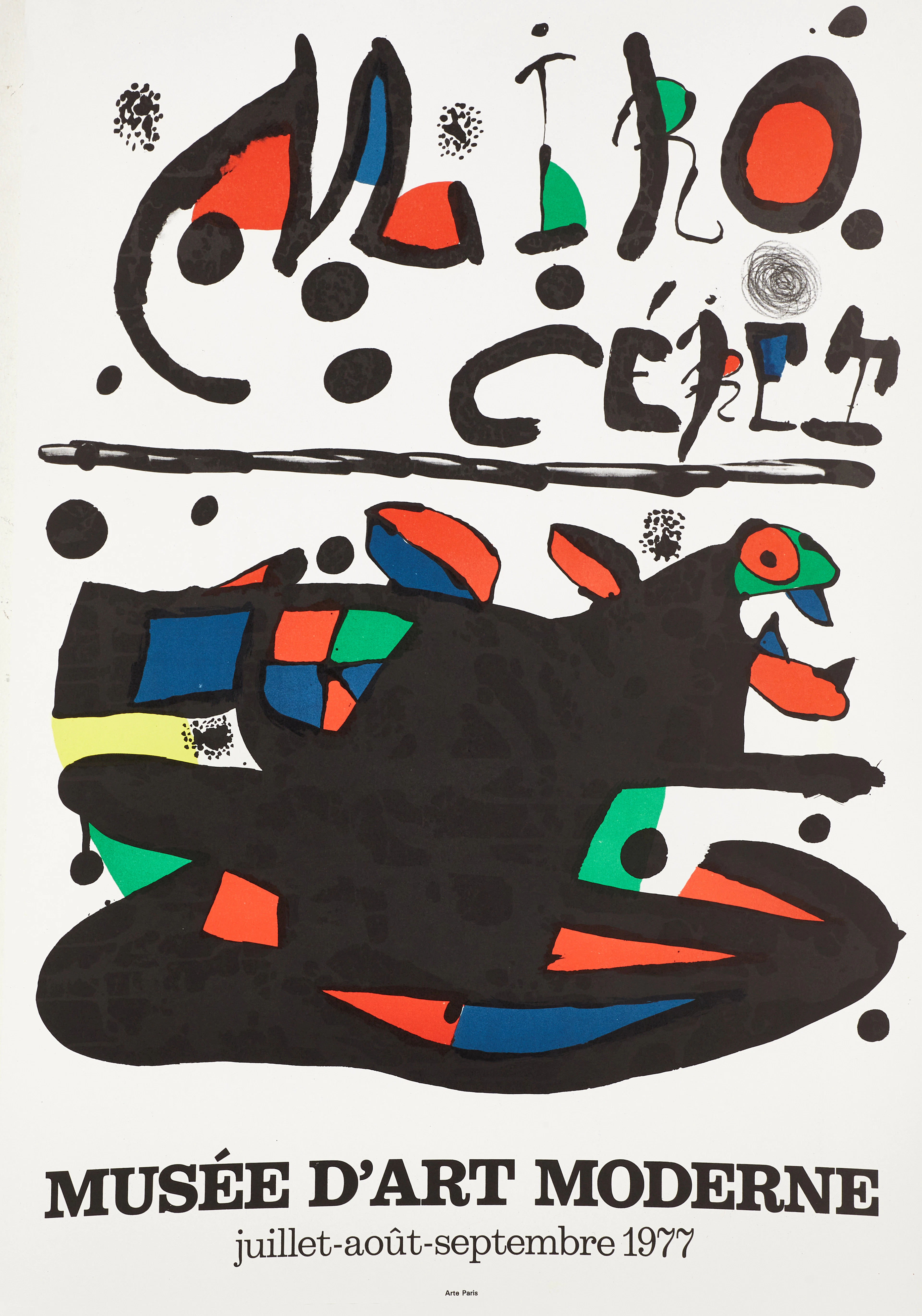 JOAN MIRÓ (SPANIEN, 1893-1983). EFTER. Utställningsaffisch, Musée