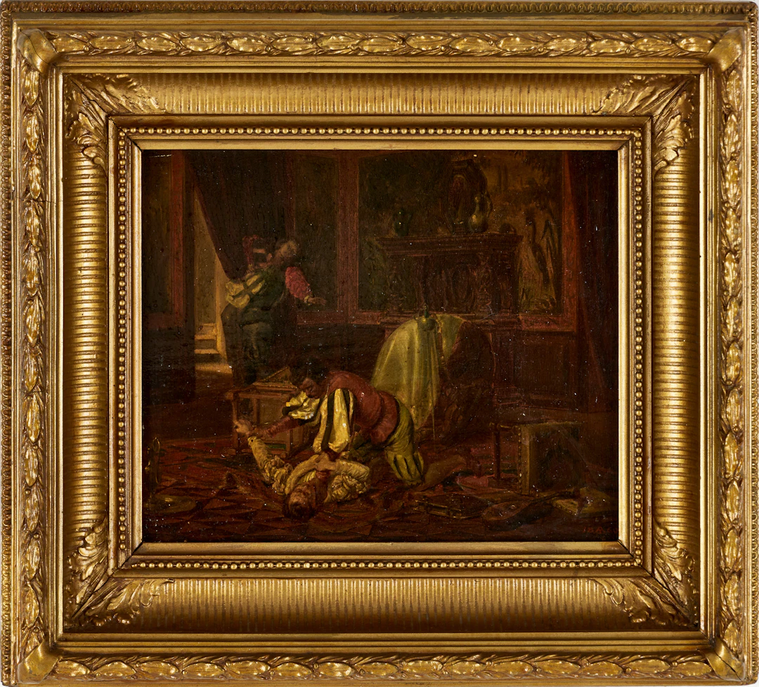 ALBRECHT ADAM (1786-1862) tillskriven, interiör med dramatisk figurscen