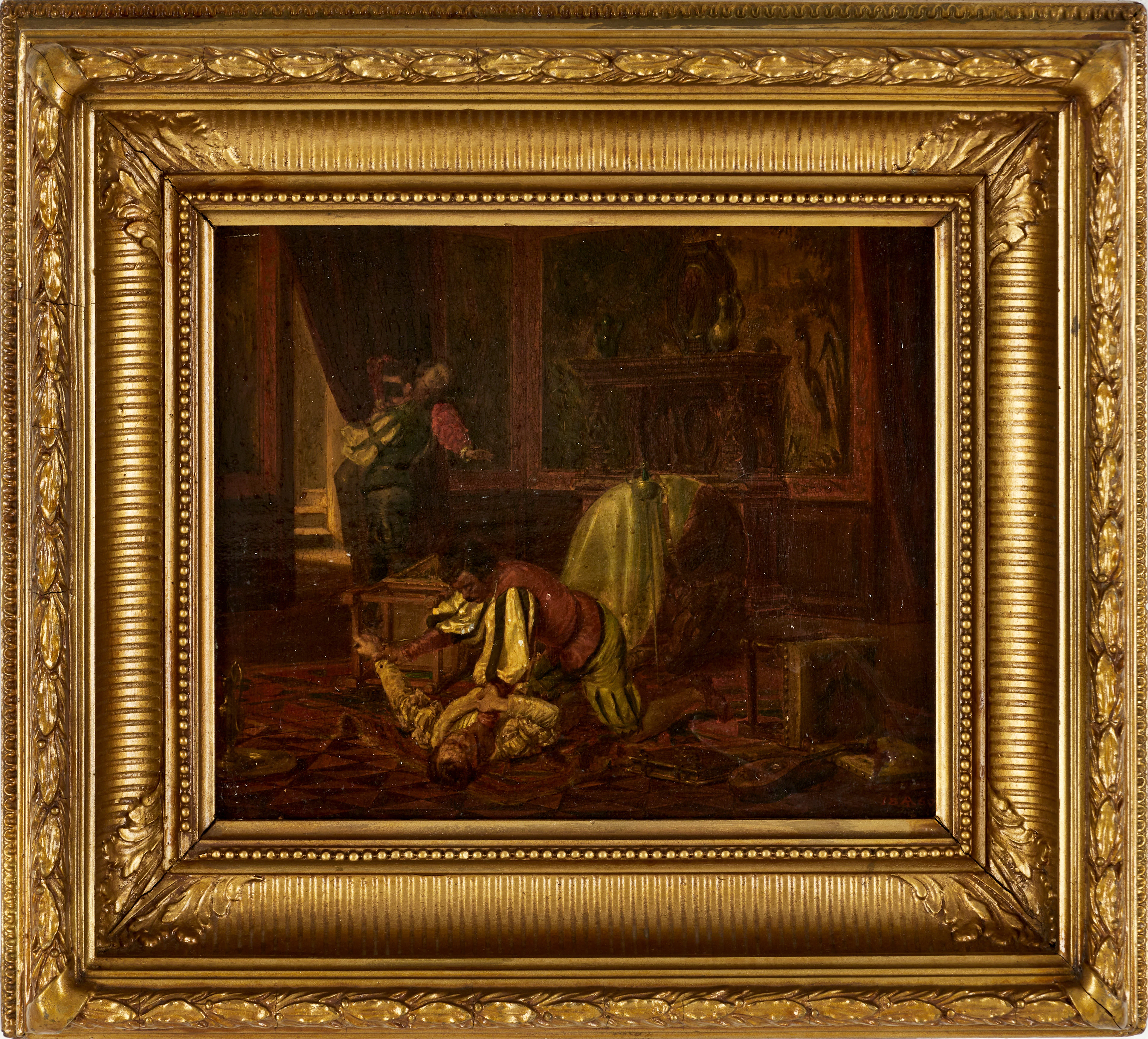 ALBRECHT ADAM (1786-1862) tillskriven, interiör med dramatisk figurscen