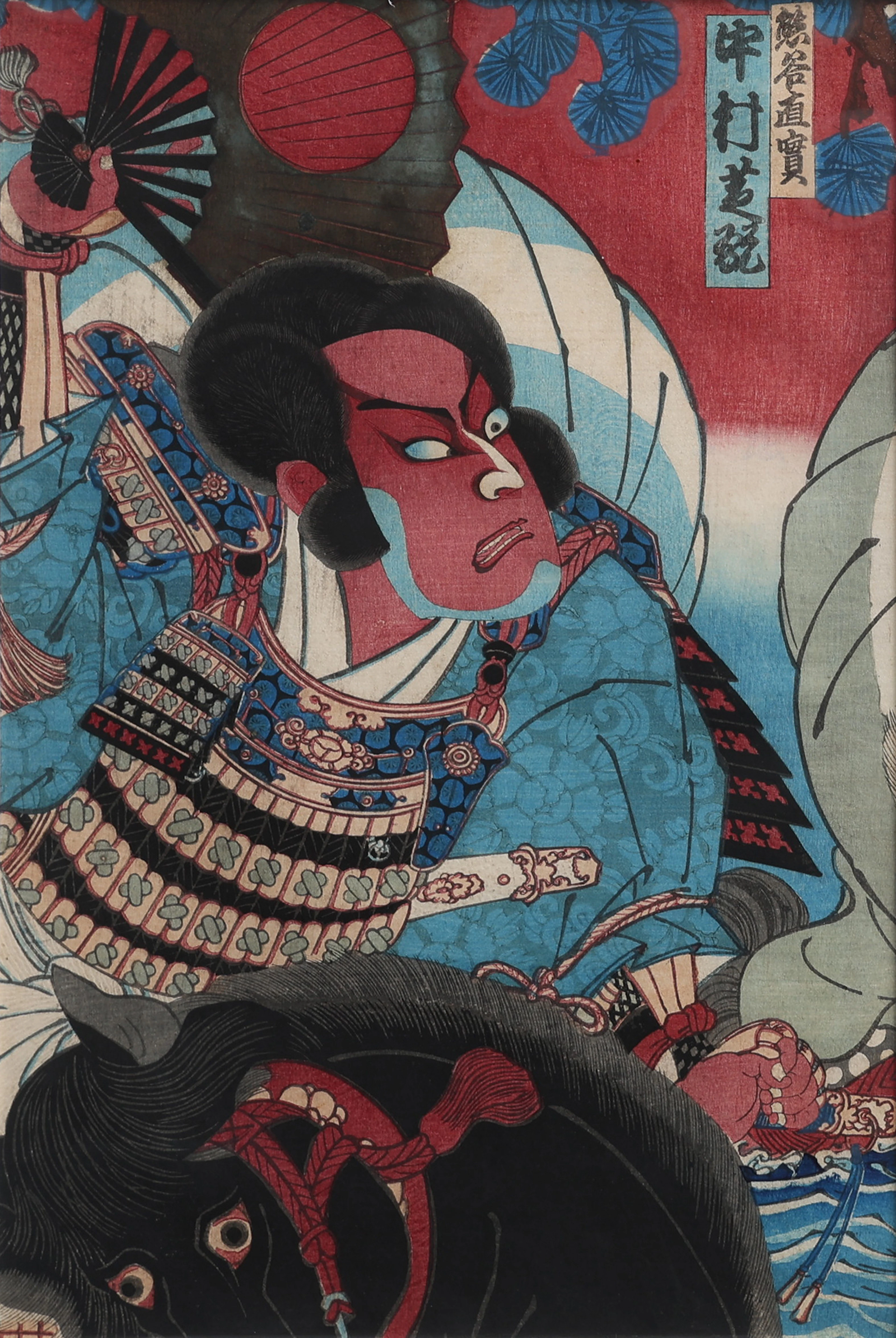 KUNICHIKA TOYOHARA 1835-1900. UKIYO-E, VÄNSTRA DELEN AV TRIPTYK, "NAKAMURA