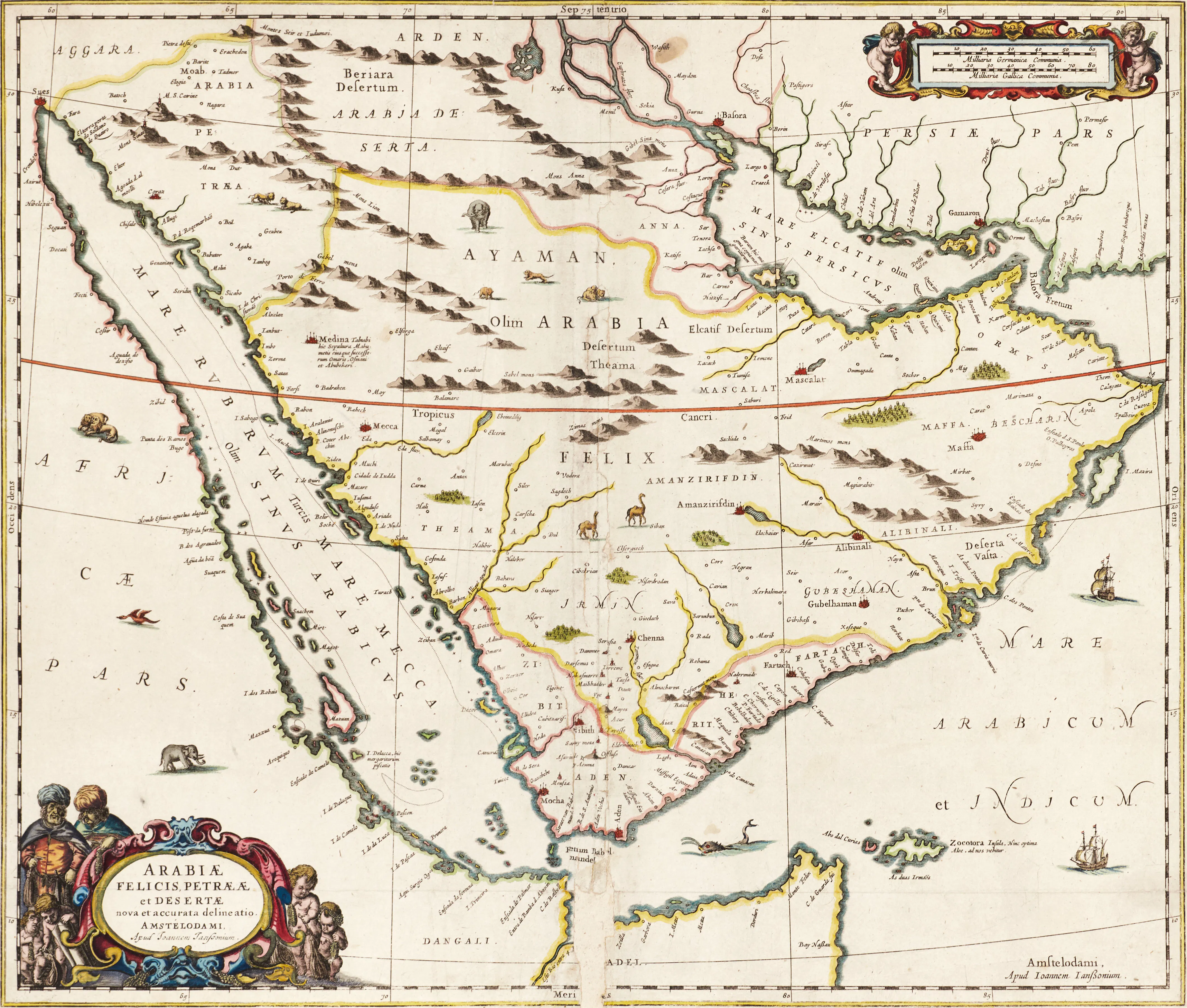 JANSSONIUS, Arabiæ Felicis , Petrææ et Desertæ, ca 1680. | Barnebys