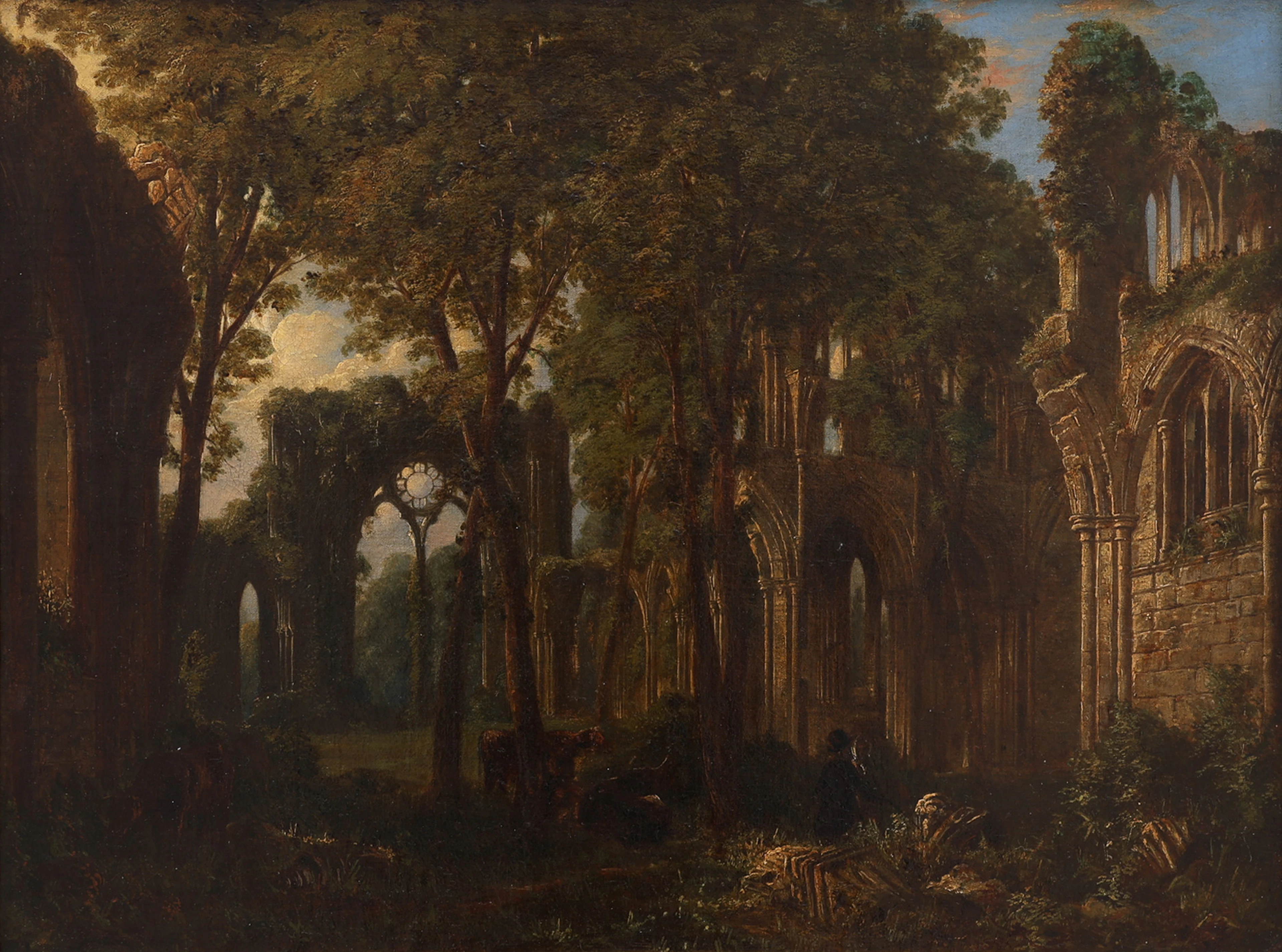 OIDENTIFIERAD KONSTNÄR, OLJA PÅ DUK, NETLEY ABBEY, ENGLAND 1830-TAL.
