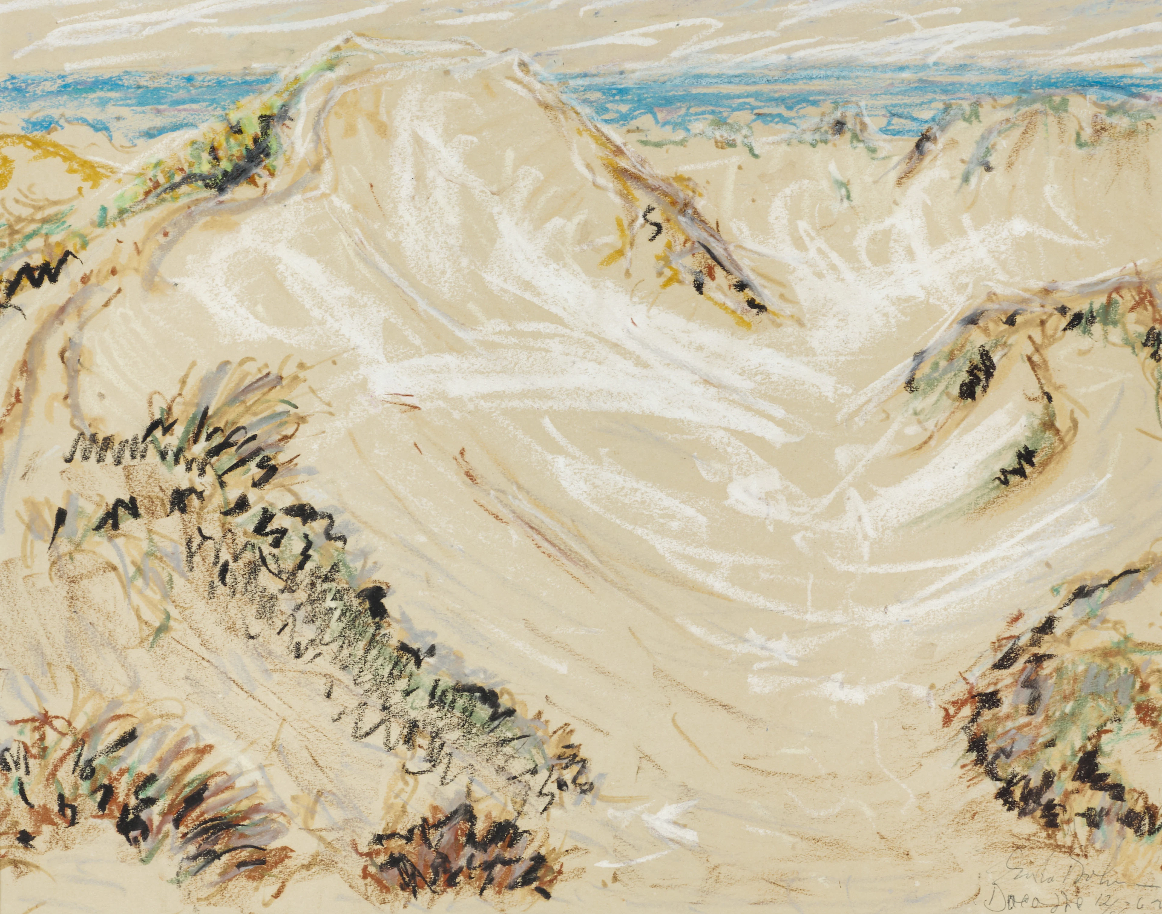 GÖSTA BOHM (1890-1981), Strandparti, signerad och daterad, krita/pastell.