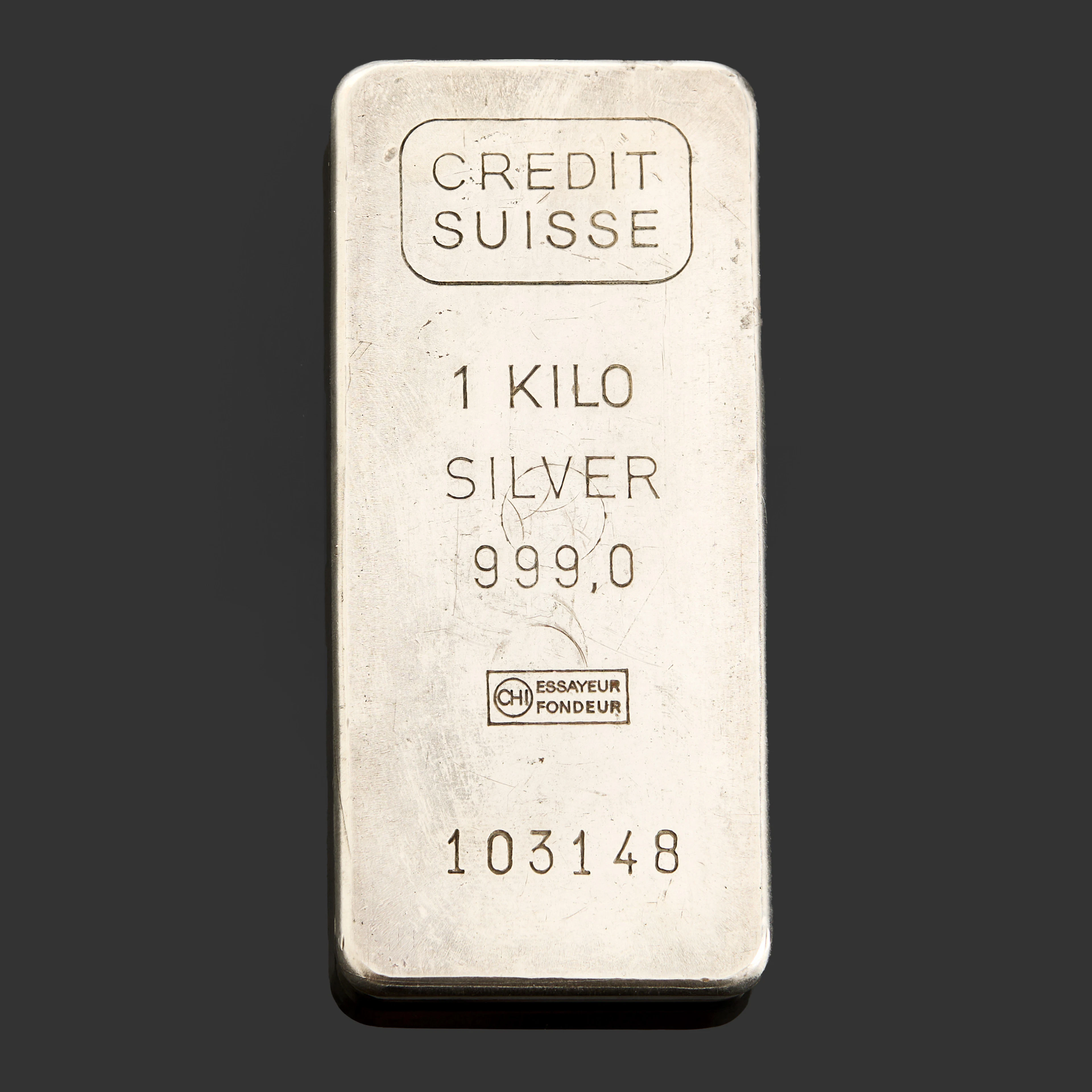 SILVERTACKA, 999,0 silver, Credit Suisse, ca 1000 gram.
