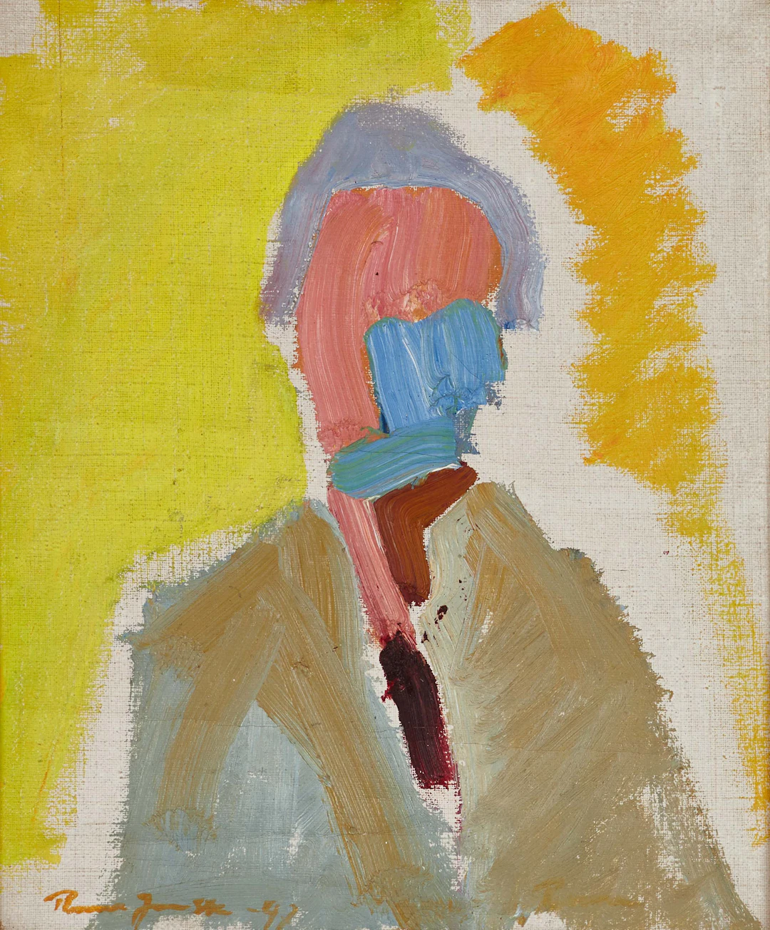 RUNE JANSSON (SVERIGE, 1918–2014). Självporträttt, signerad -47, olja på duk.
