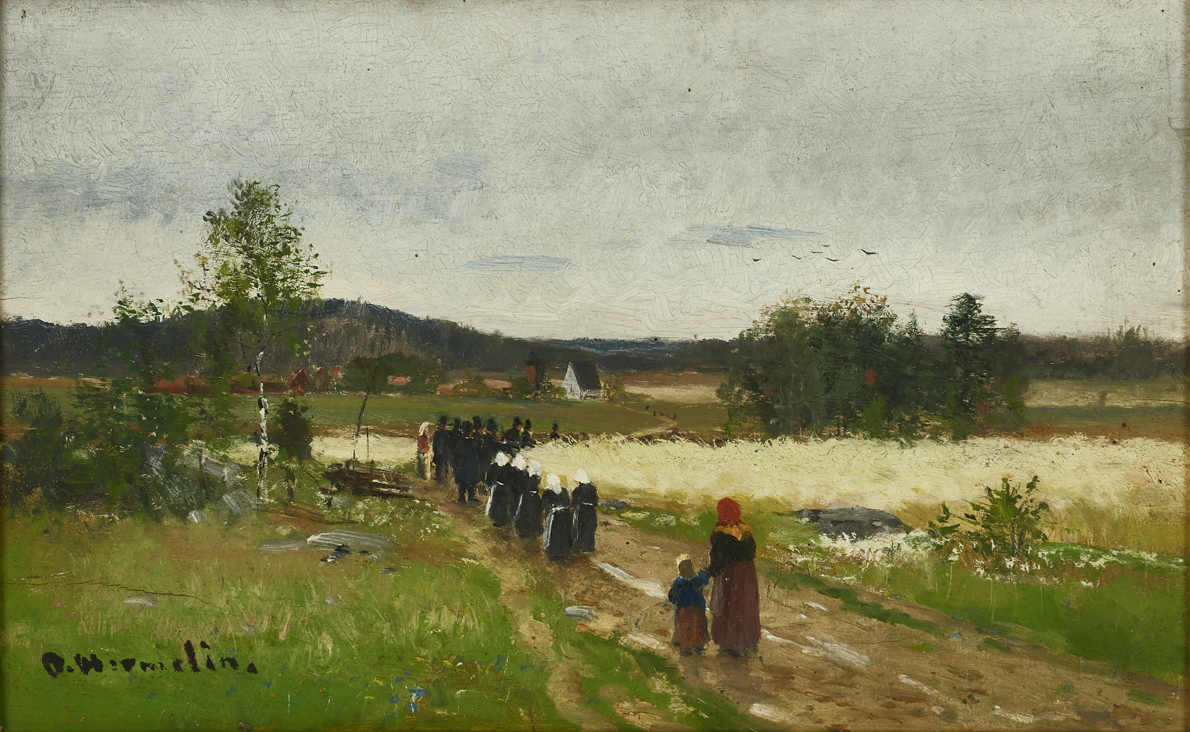 OLOF HERMELIN, (1827-19139): Sommaridyll-sällskap på väg till kyrkan