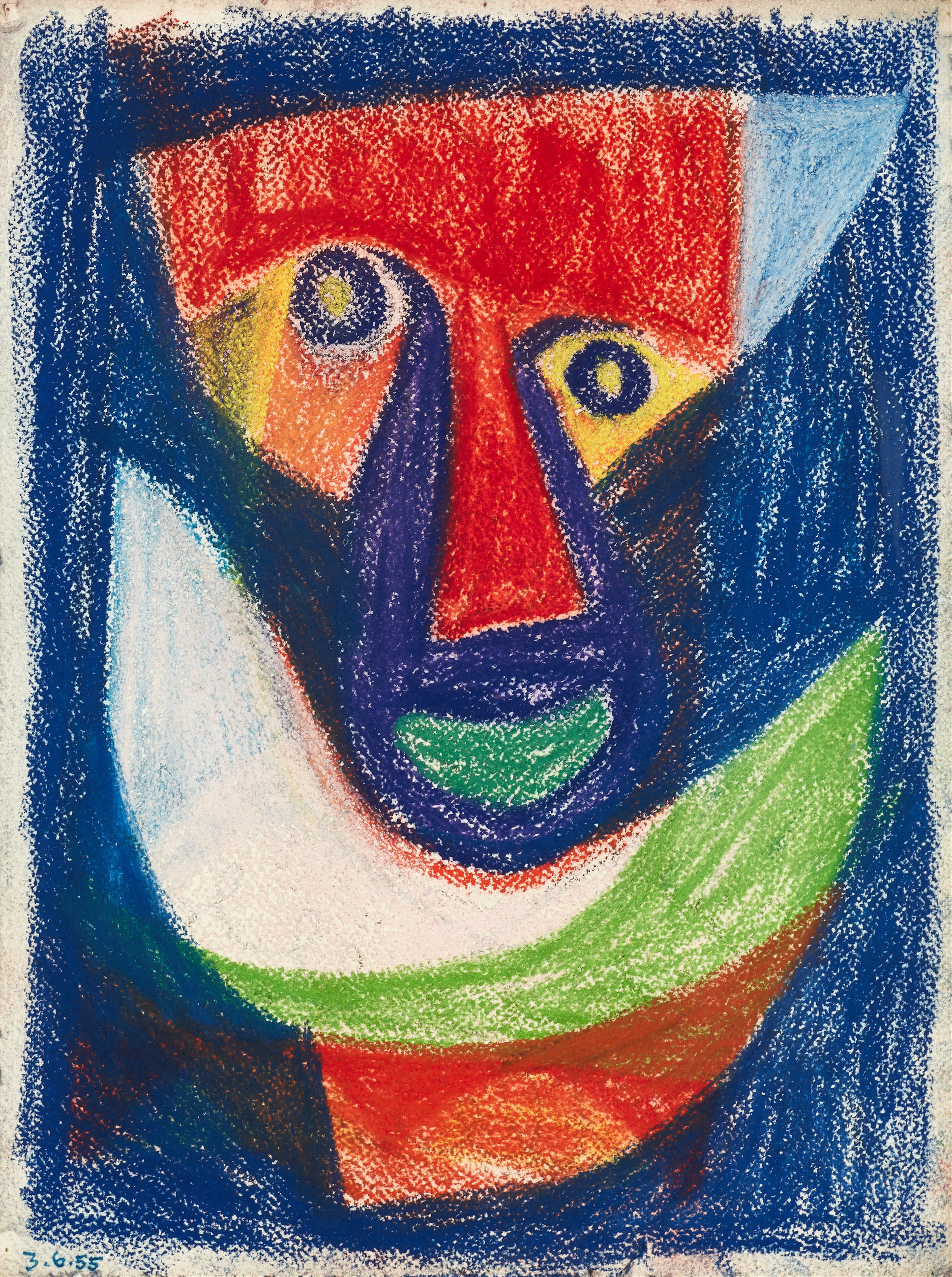 HEINZ SEVENICH (Aachen/Tyskland 1935-2023). Grimas, daterad 3.6.55