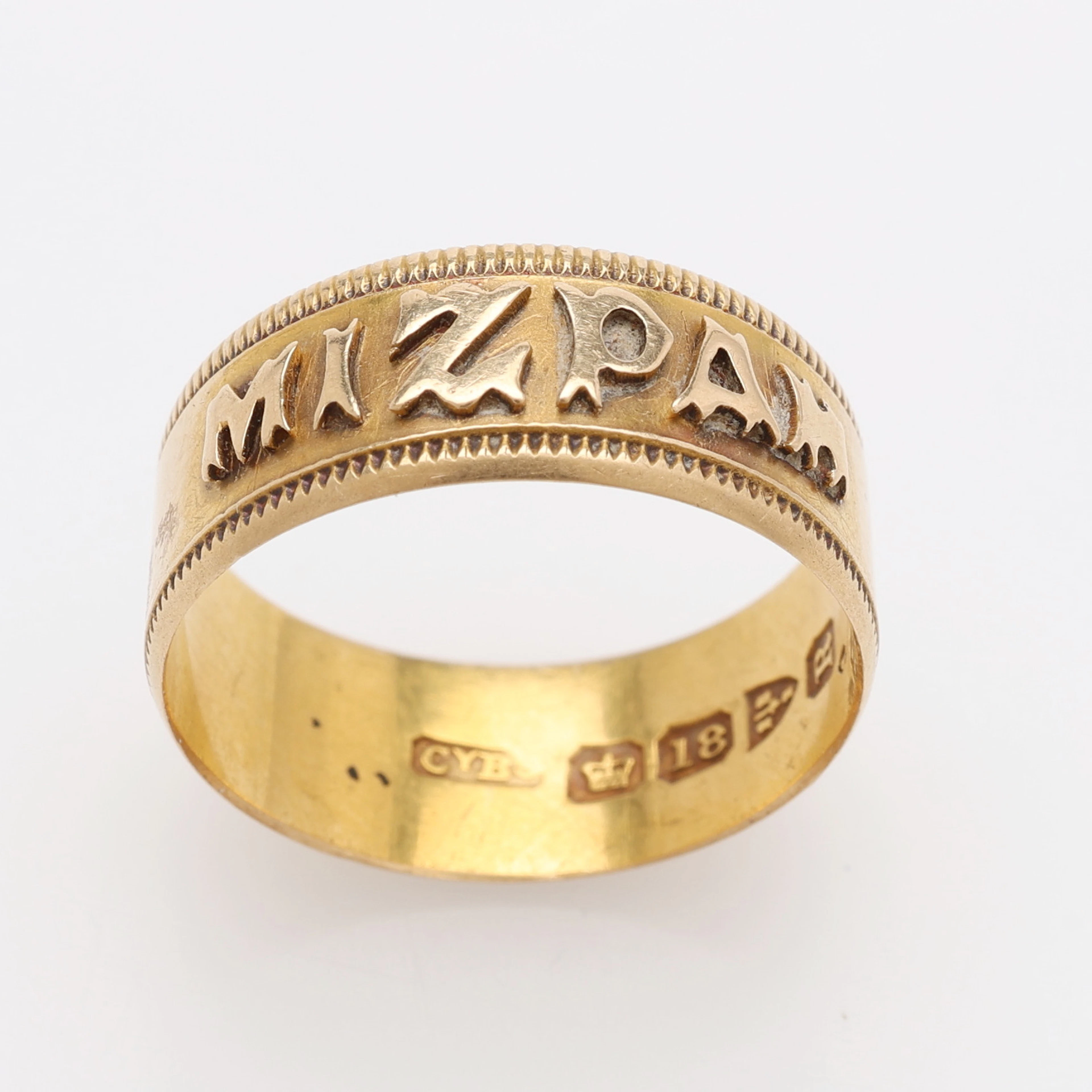 VIKTORIANSK MIZPAH-RING, 18K GULD, COLEY BROTHERS, CHESTER, 1900