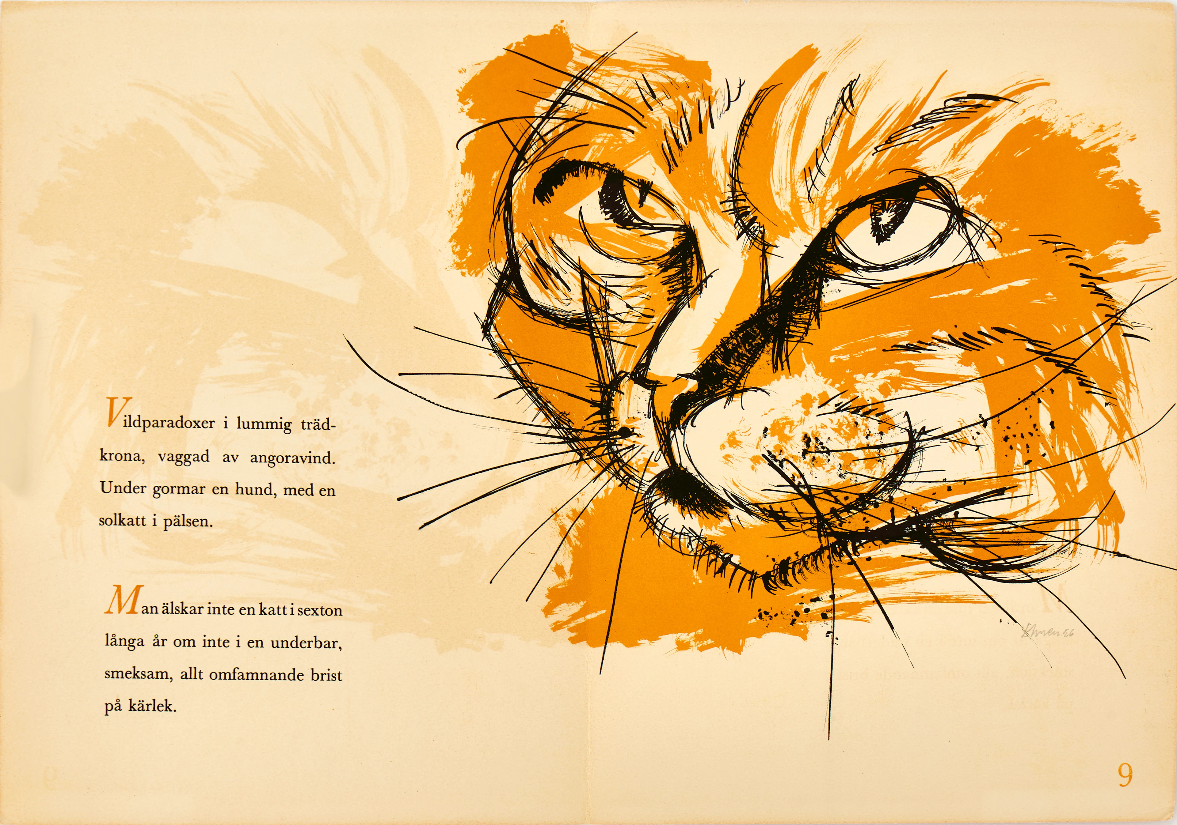 SVEN-OLOF EHRÈN (1927-2004), Katt, signerad och daterad 56, litografi