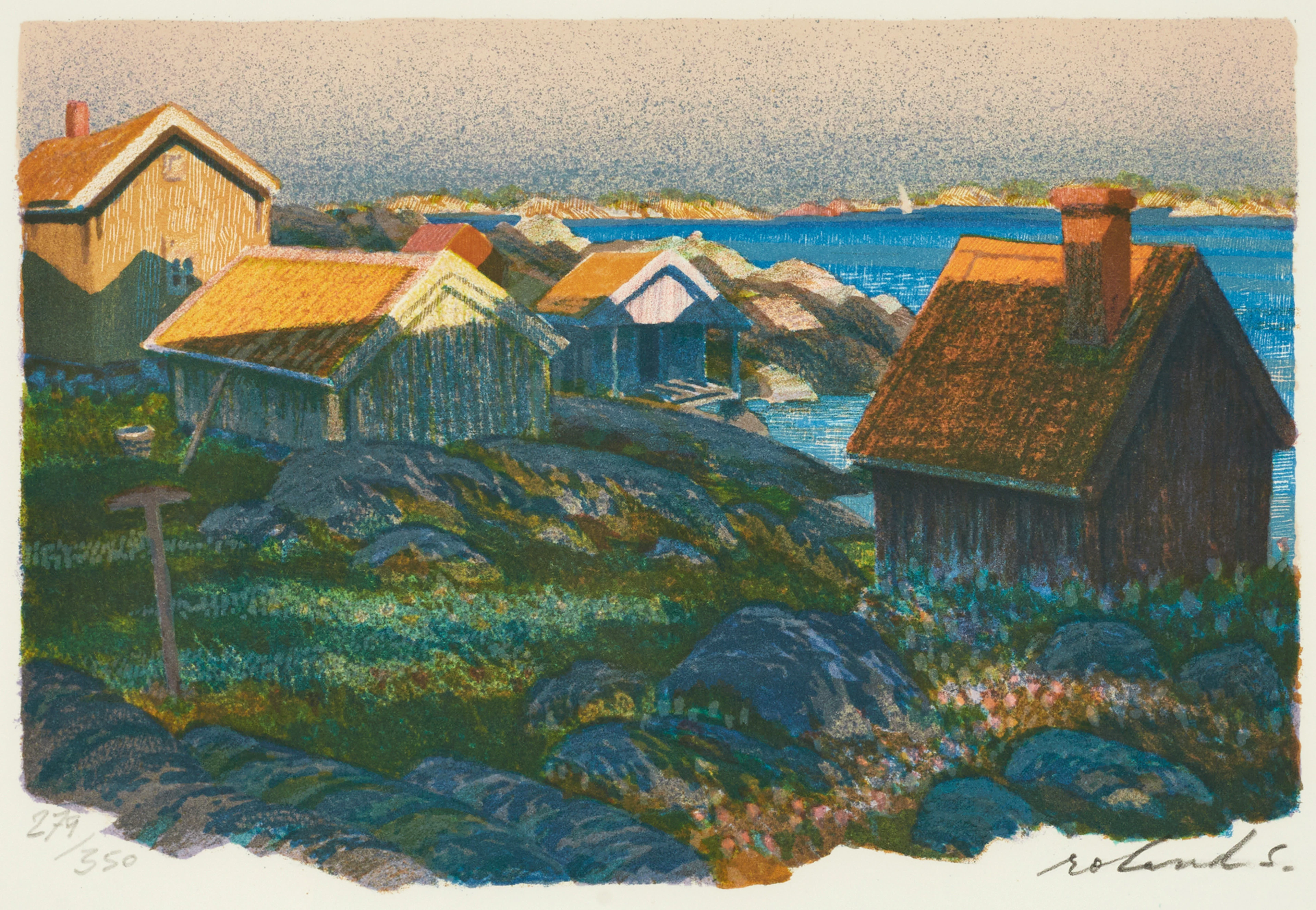 ROLAND SVENSSON (1910-2003). "Sommarkväll i storskärgården", signerad