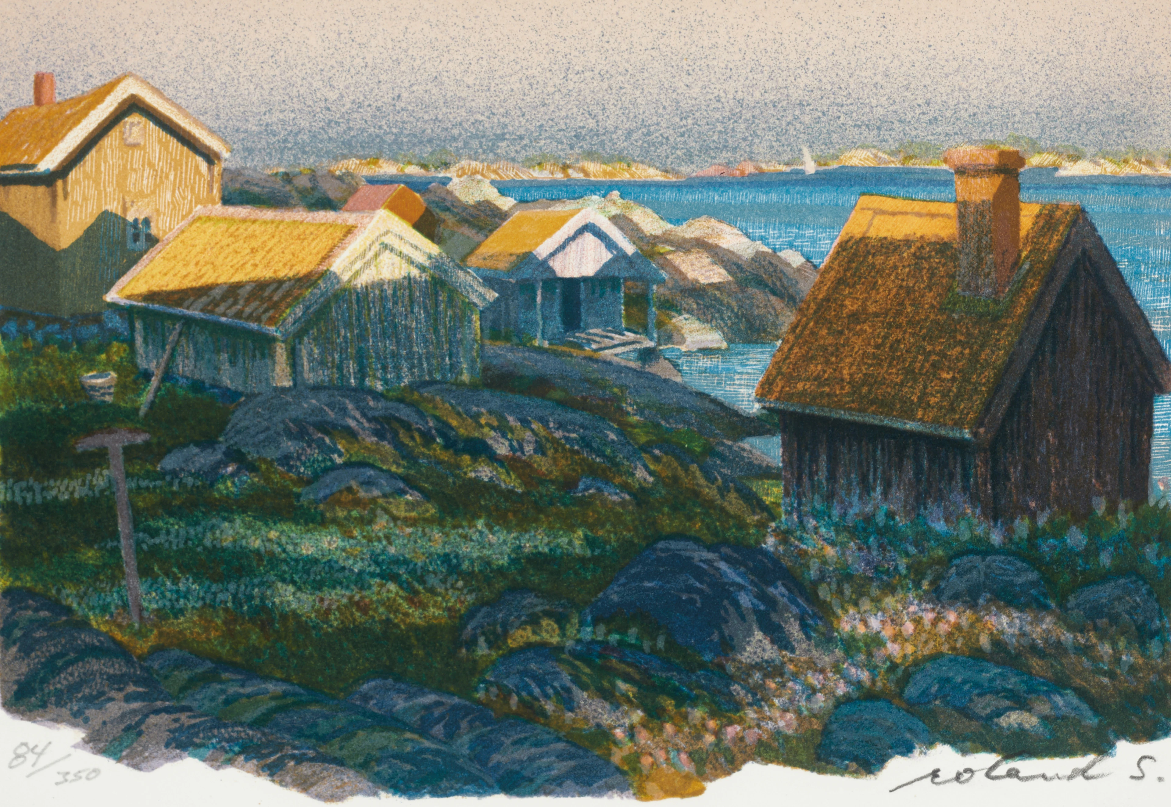 ROLAND SVENSSON (1910-2003). "Sommarkväll i storskärgården", signerad