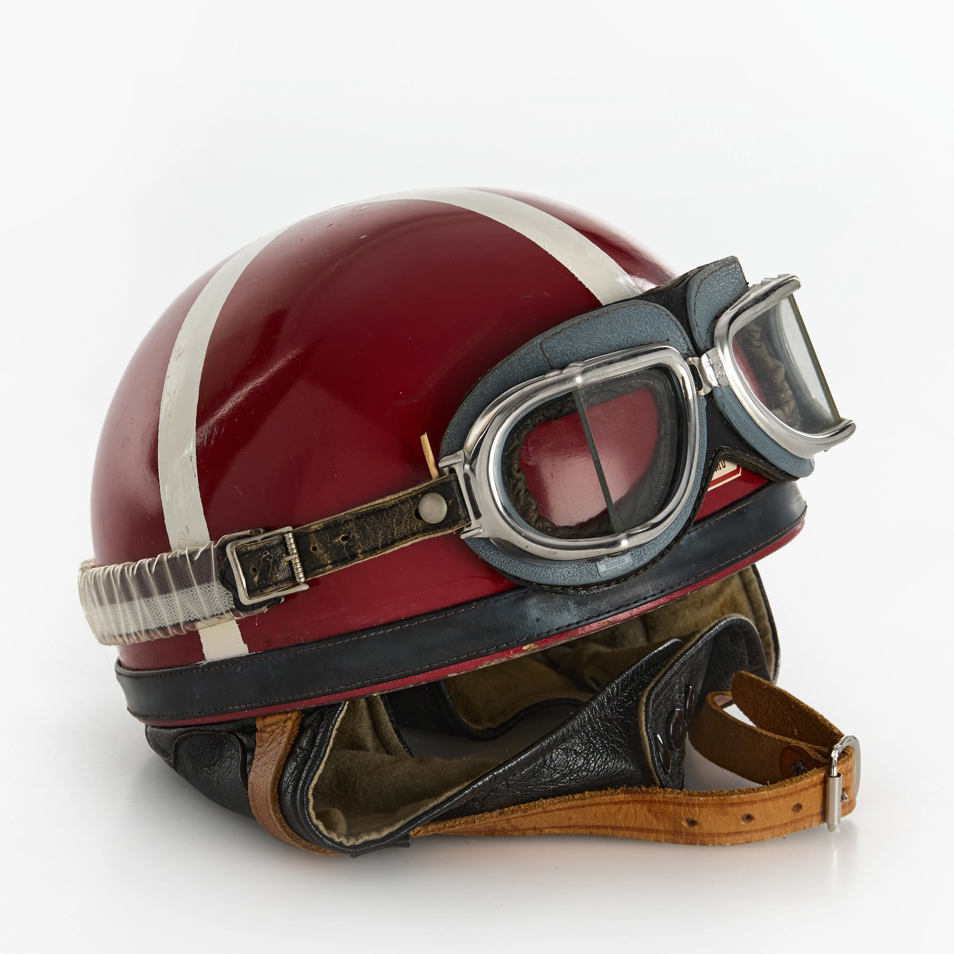 MOTORCYKEL/MOPEDHJÄLM, med glasögon, Jofa, Sverige, 1940/50-tal.