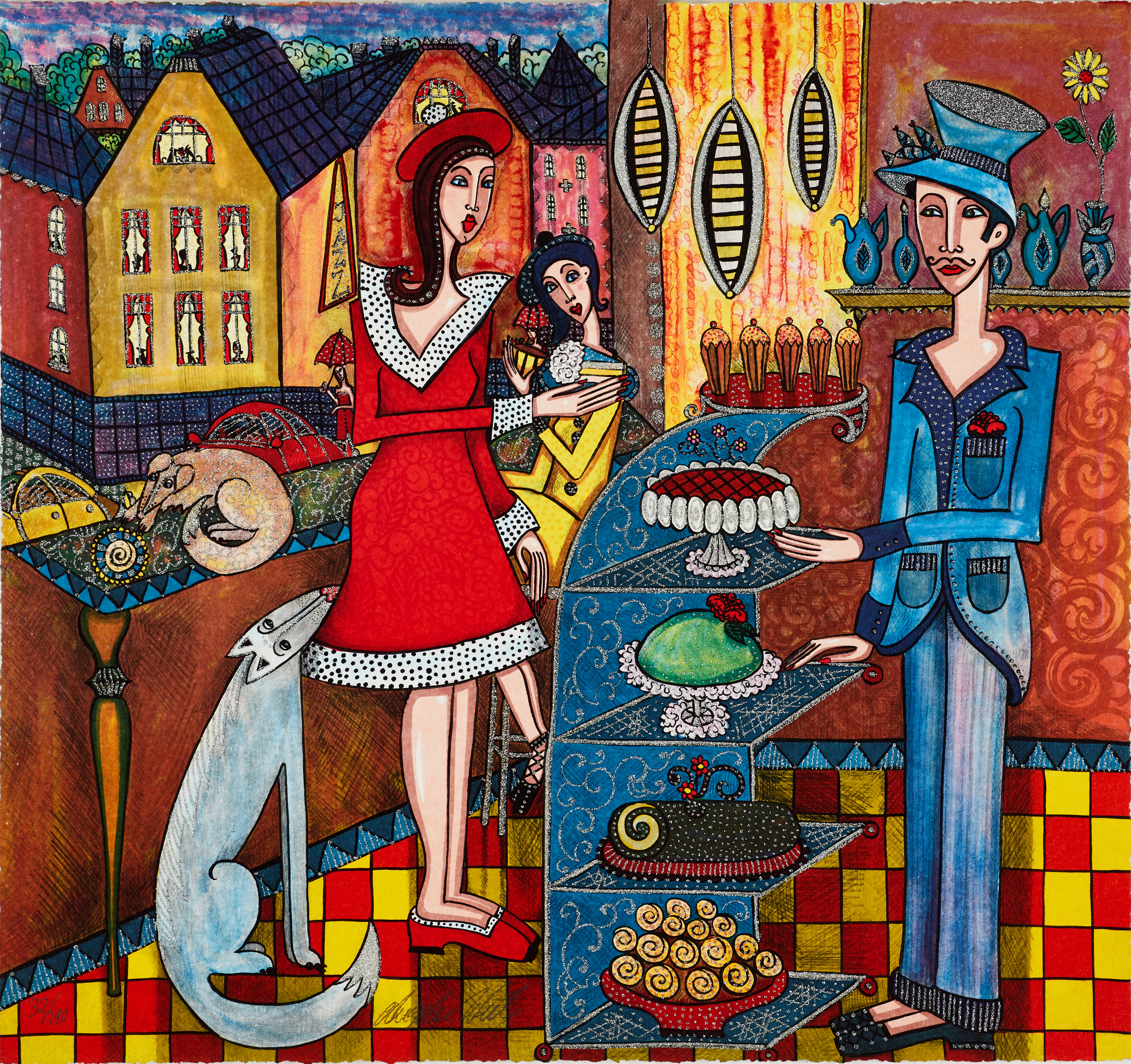 ANGELICA WIIK (Sverige, född 1960). "Cafe Ritorno", signerad och numrerad