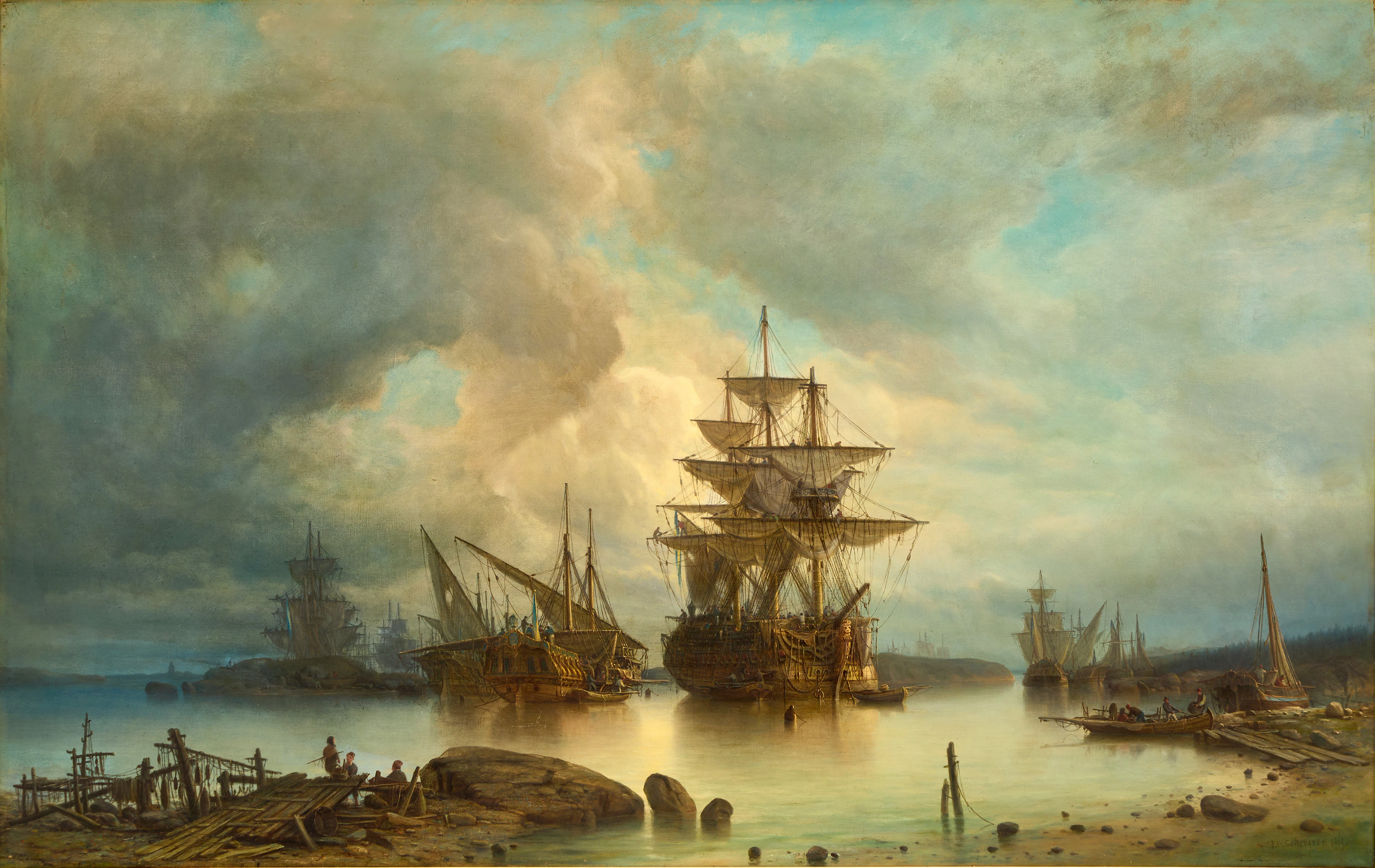 PER WILHELM CEDERGREN (Sverige, 1820-1896): Stockholms Inlopp, signerad