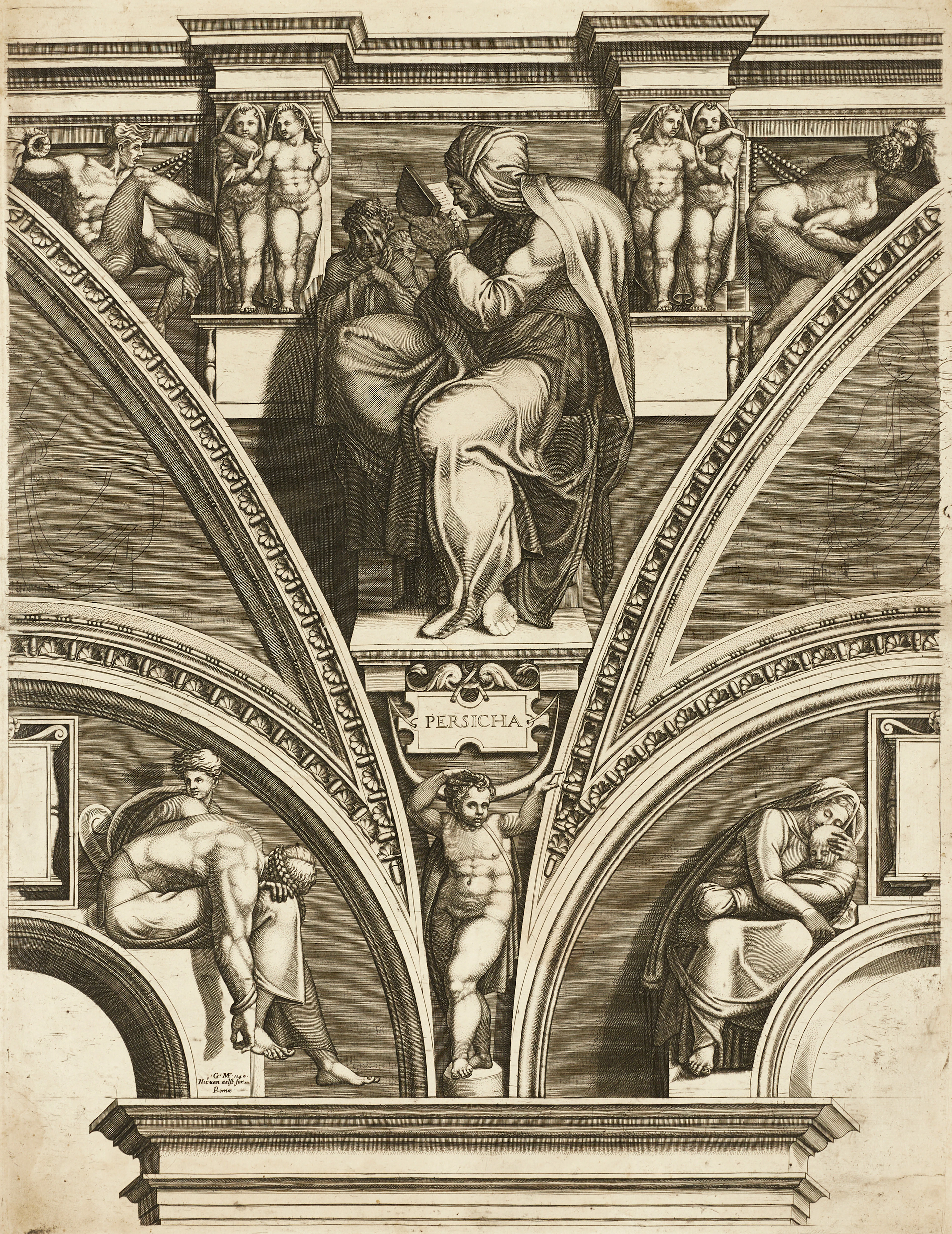 GIORGIO GHISI (1512/20-1582), "Persicha", etsning och kopparstick