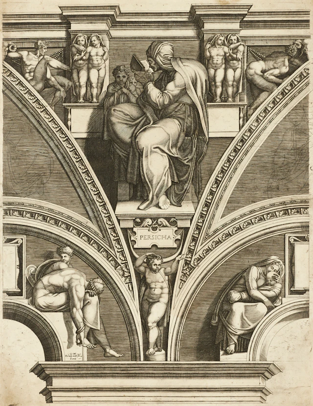 GIORGIO GHISI (1512/20-1582), "Persicha", etsning och kopparstick