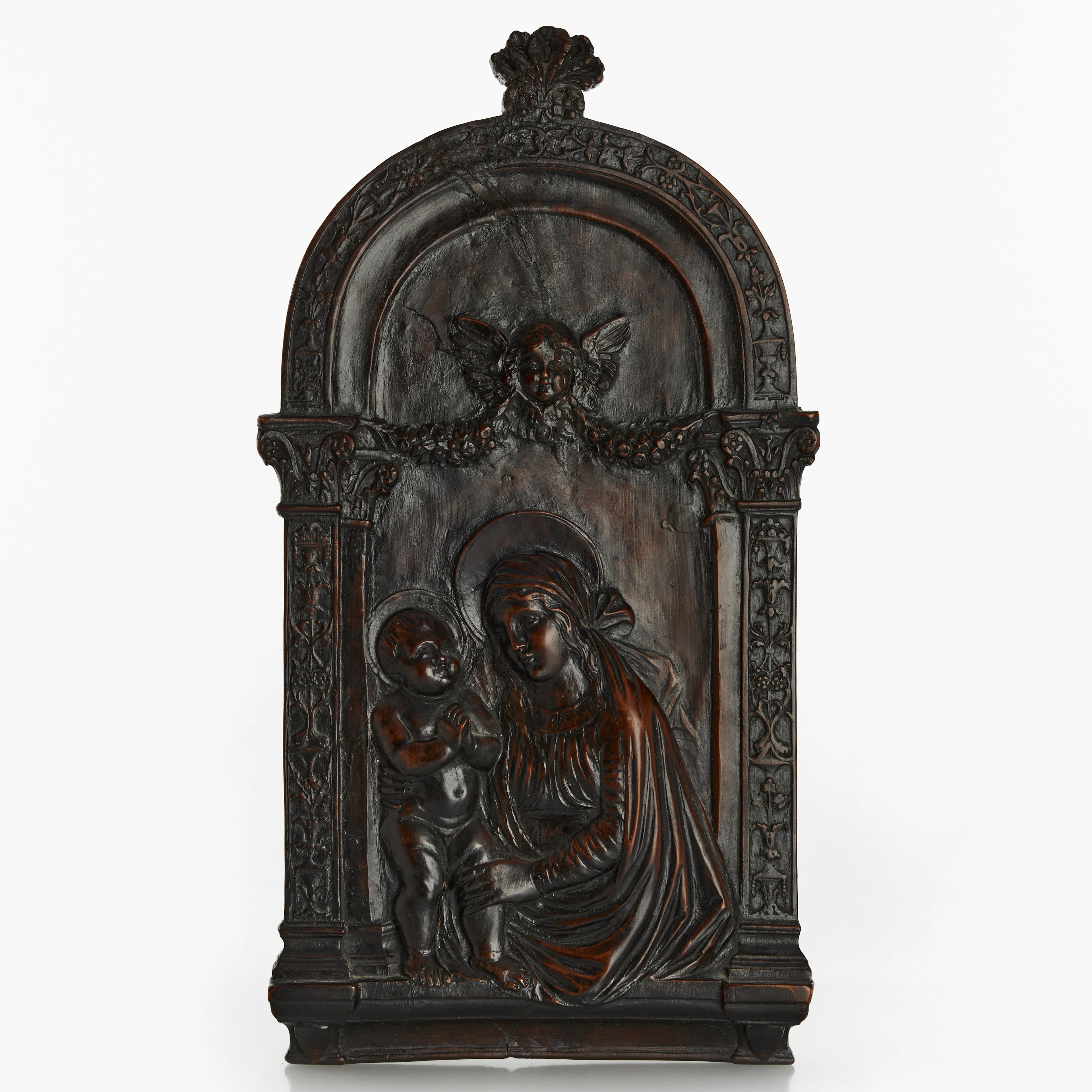 IKON, reliefdekor av Jungfru Maria och Jesus, ek.