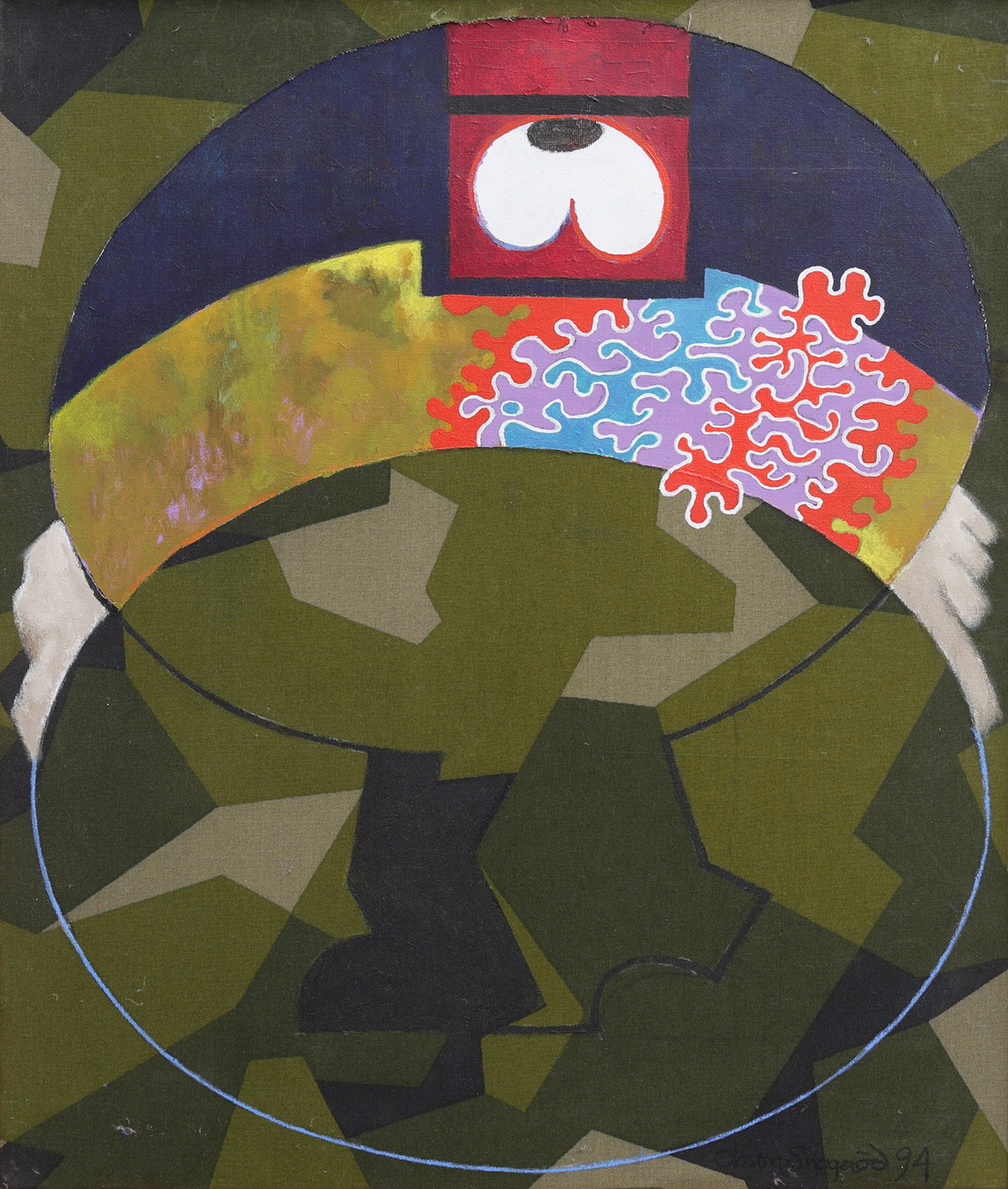 KARL-ERIK OLSSON "SNOGERÖD" 1927-1995. OLJA PÅ DUK OCH COLLAGE, "NYTT
