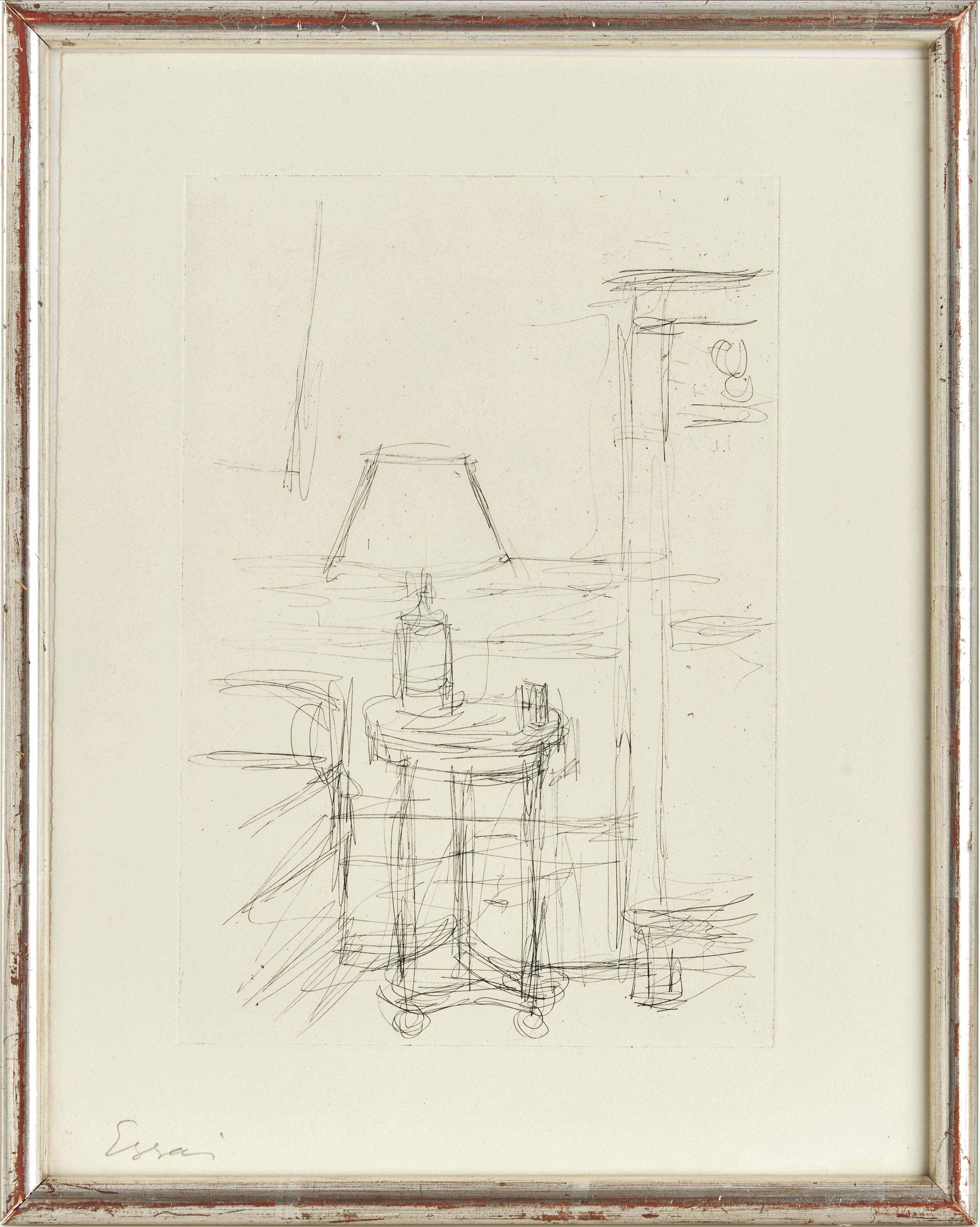 ALBERTO GIACOMETTI. "Lamp and Table", etsning, 1961, Provtryck märkt