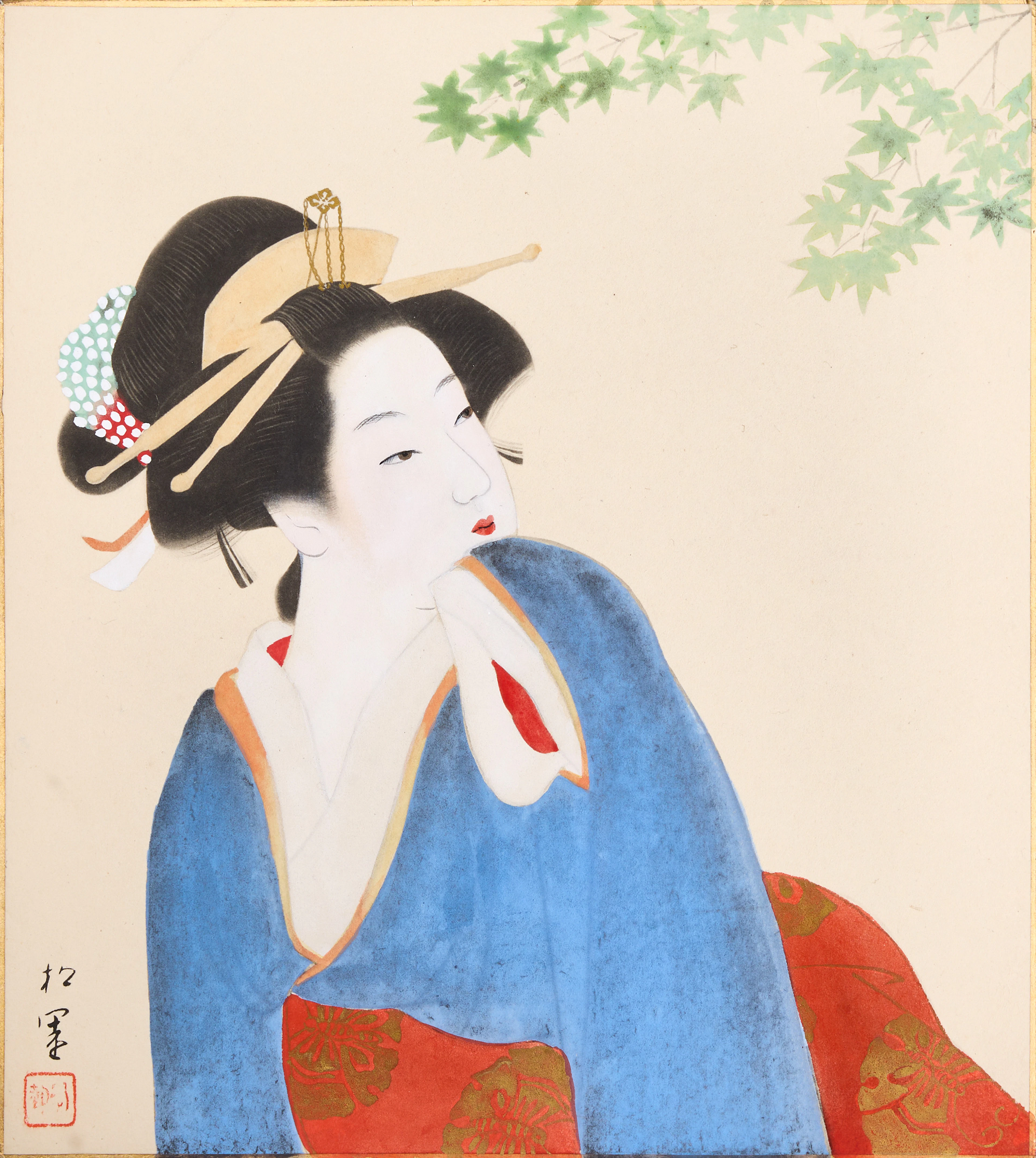 UEMURA SHOEN 1875-1949), EFTER. "Young leaves", reproduktion (collotype)