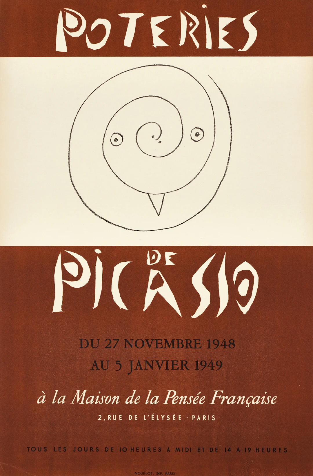 PABLO PICASSO. "Poteries de Picasso", 1948, litografisk affisch, Mourlot