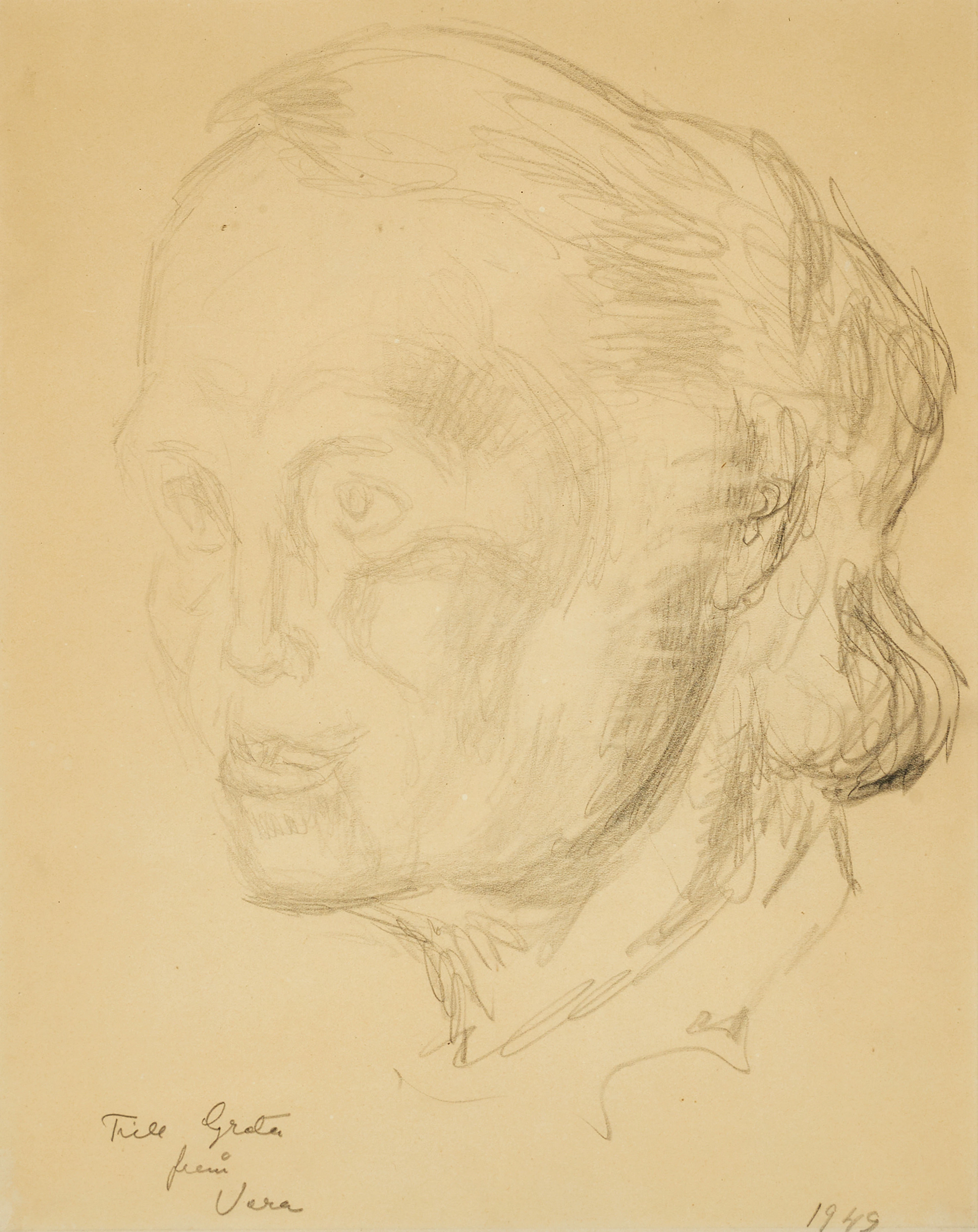 VERA NILSSON (1888-1979), Vänporträtt, signerad och daterad Vera 1942