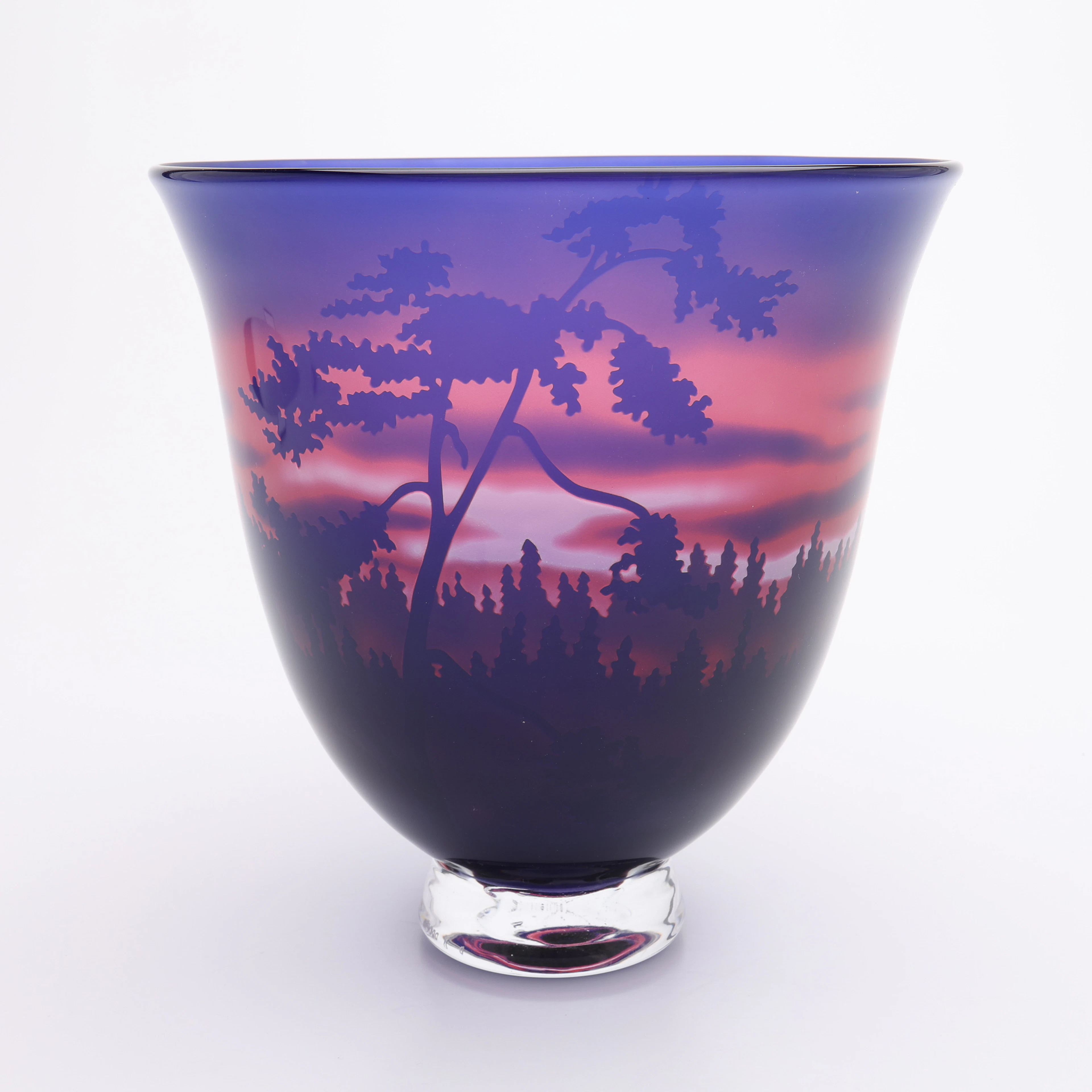 JETTE JÖRGENSEN. SKÅL PÅ FOT, "GRANSKOG", STUDIOGLAS STRÖMBERGSHYTTAN, 1990.