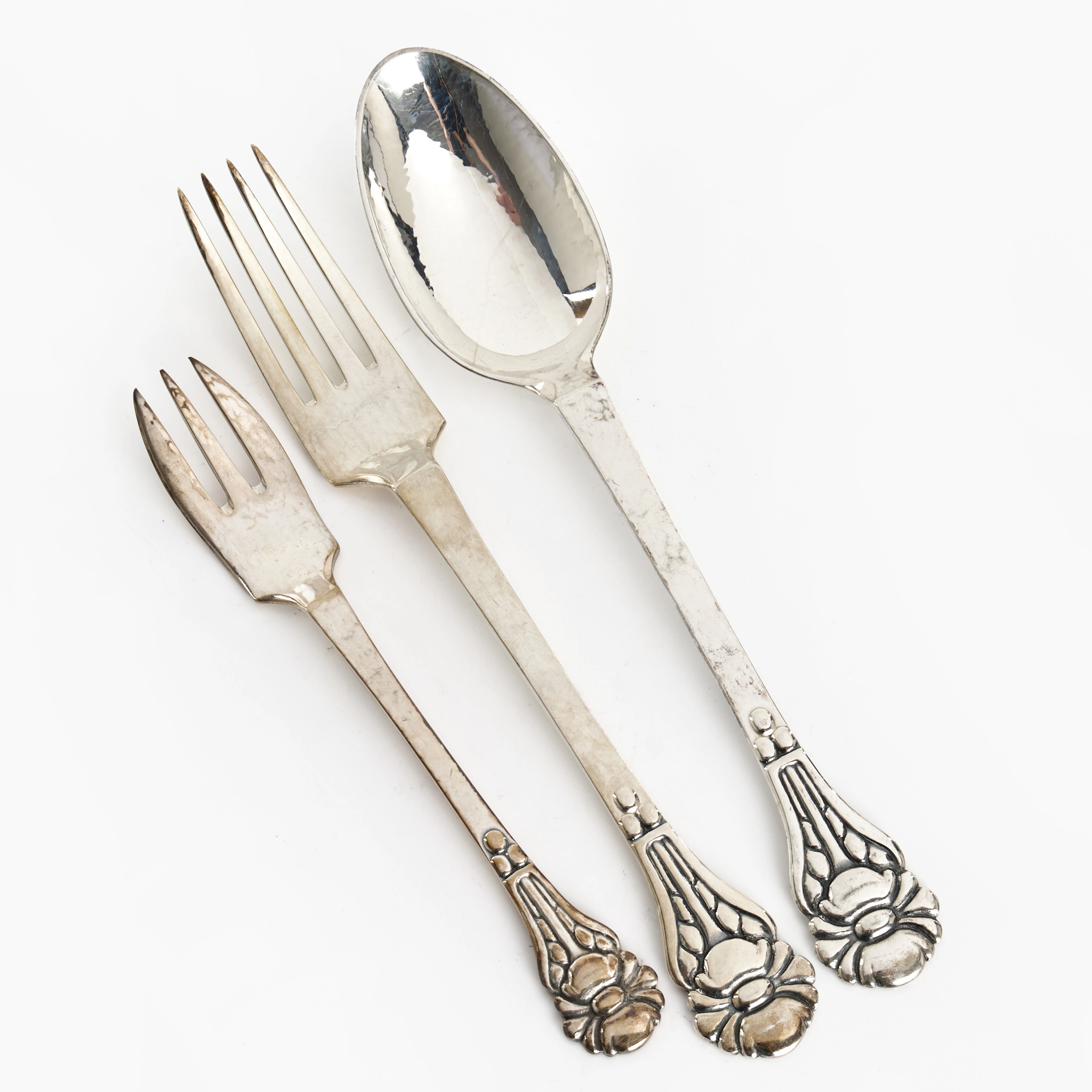 MATBESTICK, 36 delar, silver, Danska stämplar CF Heise.