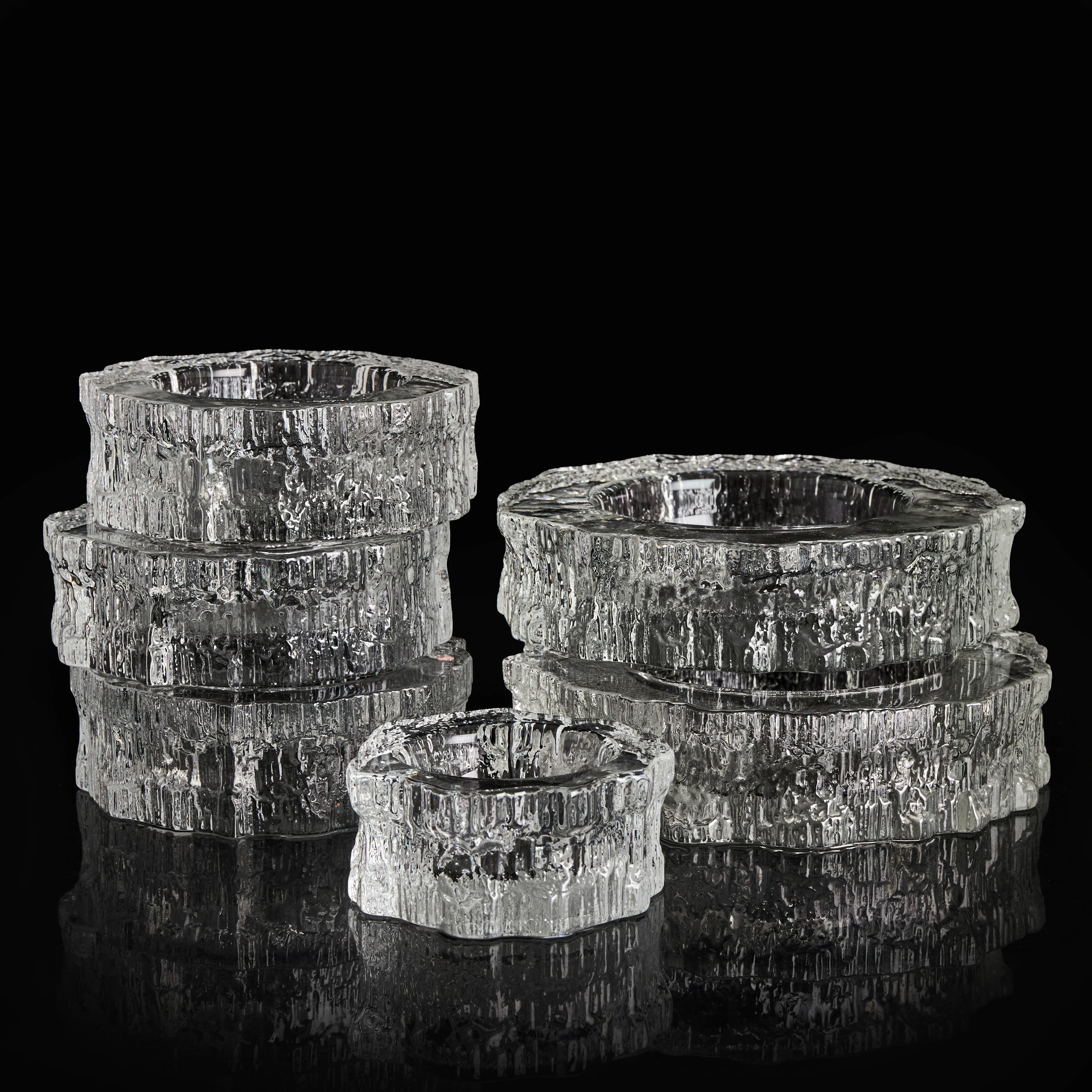 TAPIO WIRKKALA. Glasfat, 6 st, "Aslak", Iittala, 1970-tal.