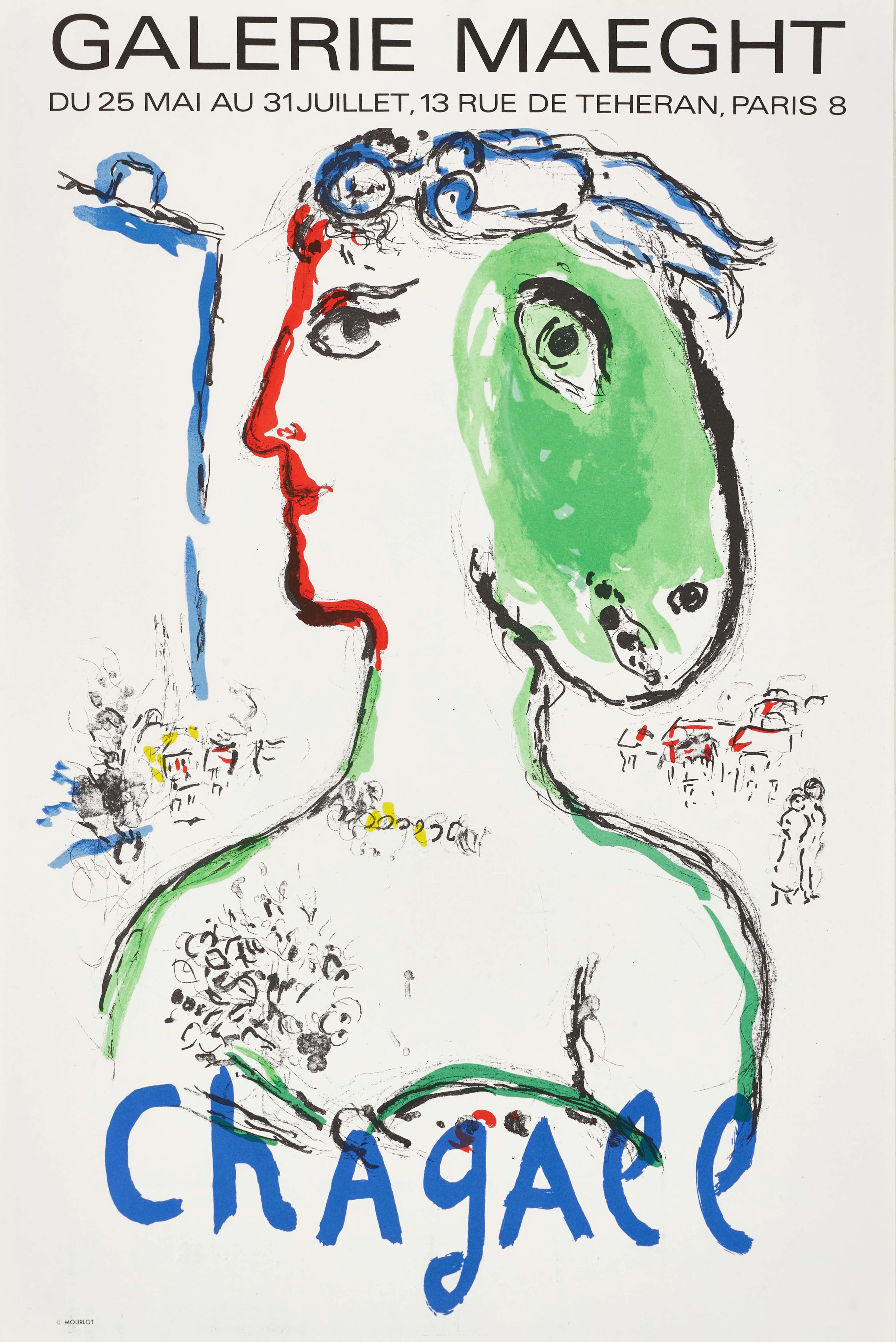 MARC CHAGALL. Utställningsaffisch, "L'Artiste Phénix", Galerie Maeght