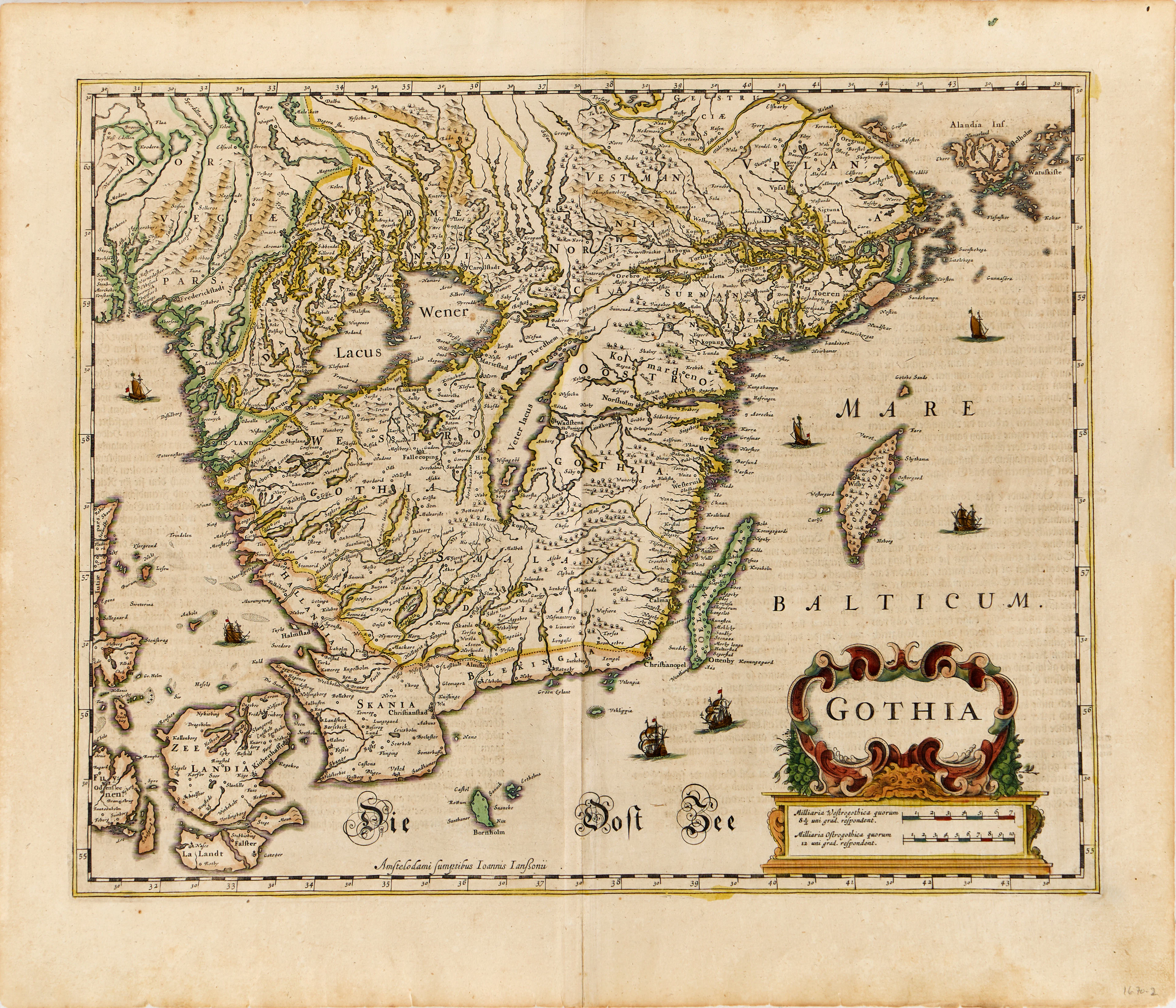KARTA. HONDIUS/JANSSONIUS, Gothia, ca 1660/70.
