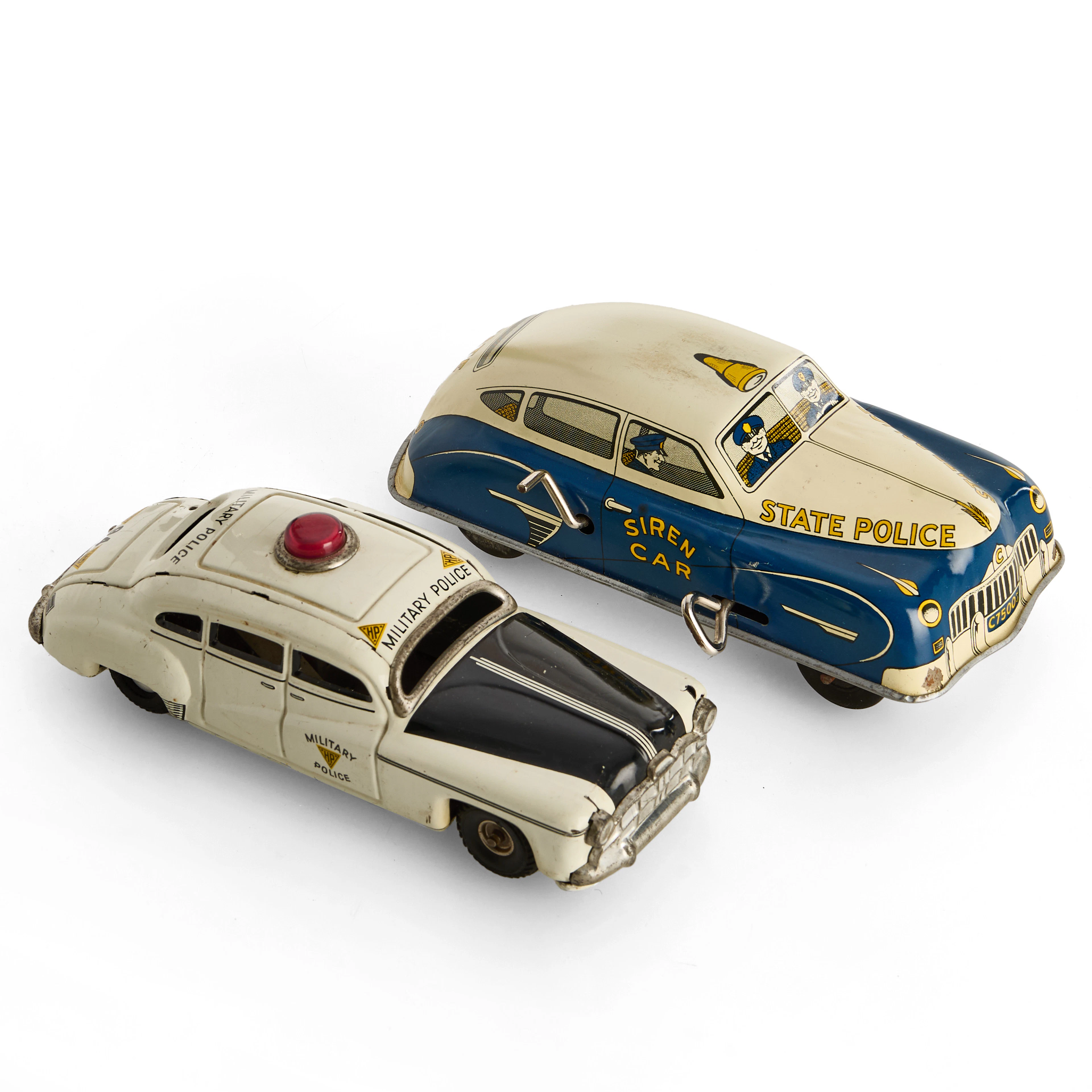 LEKSAKSBILAR, 2 st, polisbilar, Tipp & Co samt Courtland Toys, plåt.