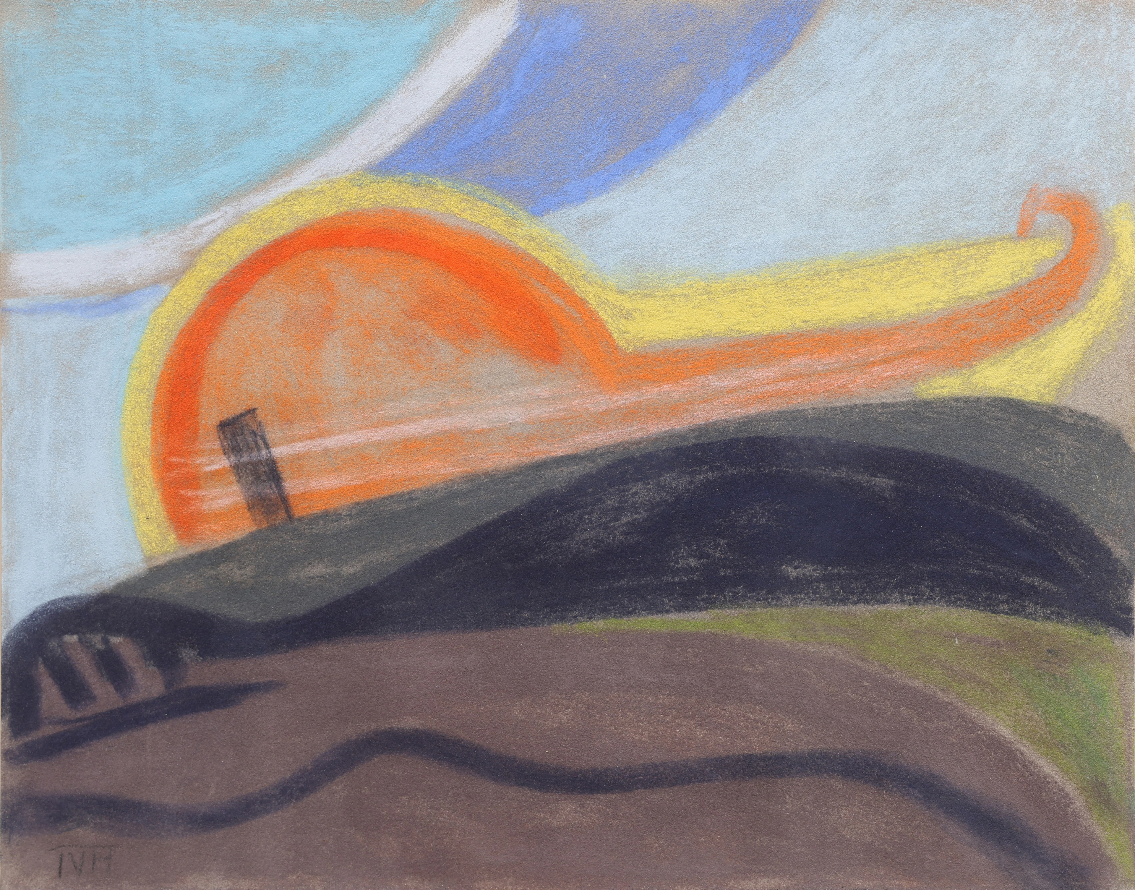 TORA VEGA HOLMSTRÖM. PASTELL PÅ PAPPER, KOMPOSITION, MONOGRAMSIGNERAD, O. 1952.