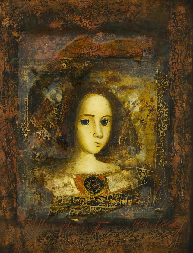 MERSAD BERBER (1940–2012). Porträtt av flicka, signerad, blandteknik