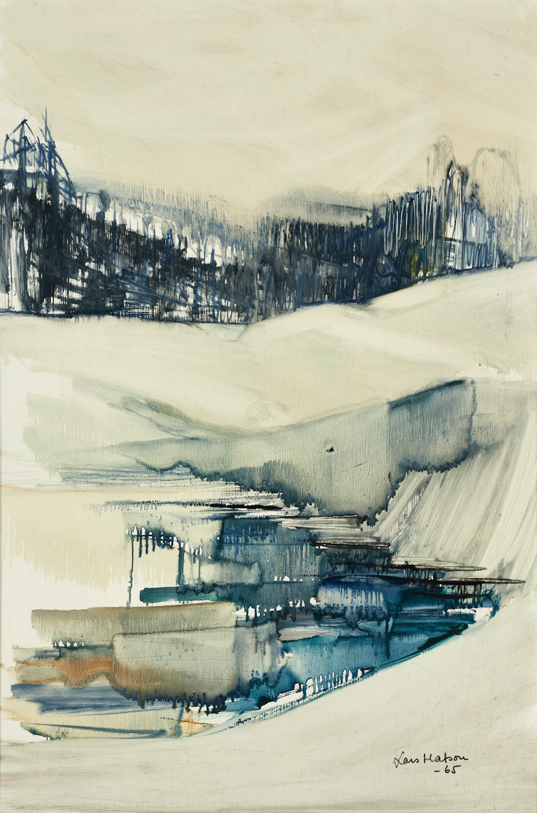 LARS MATSON (1933-1994). "Kallkällan", signerad, blandteknik på pannå.