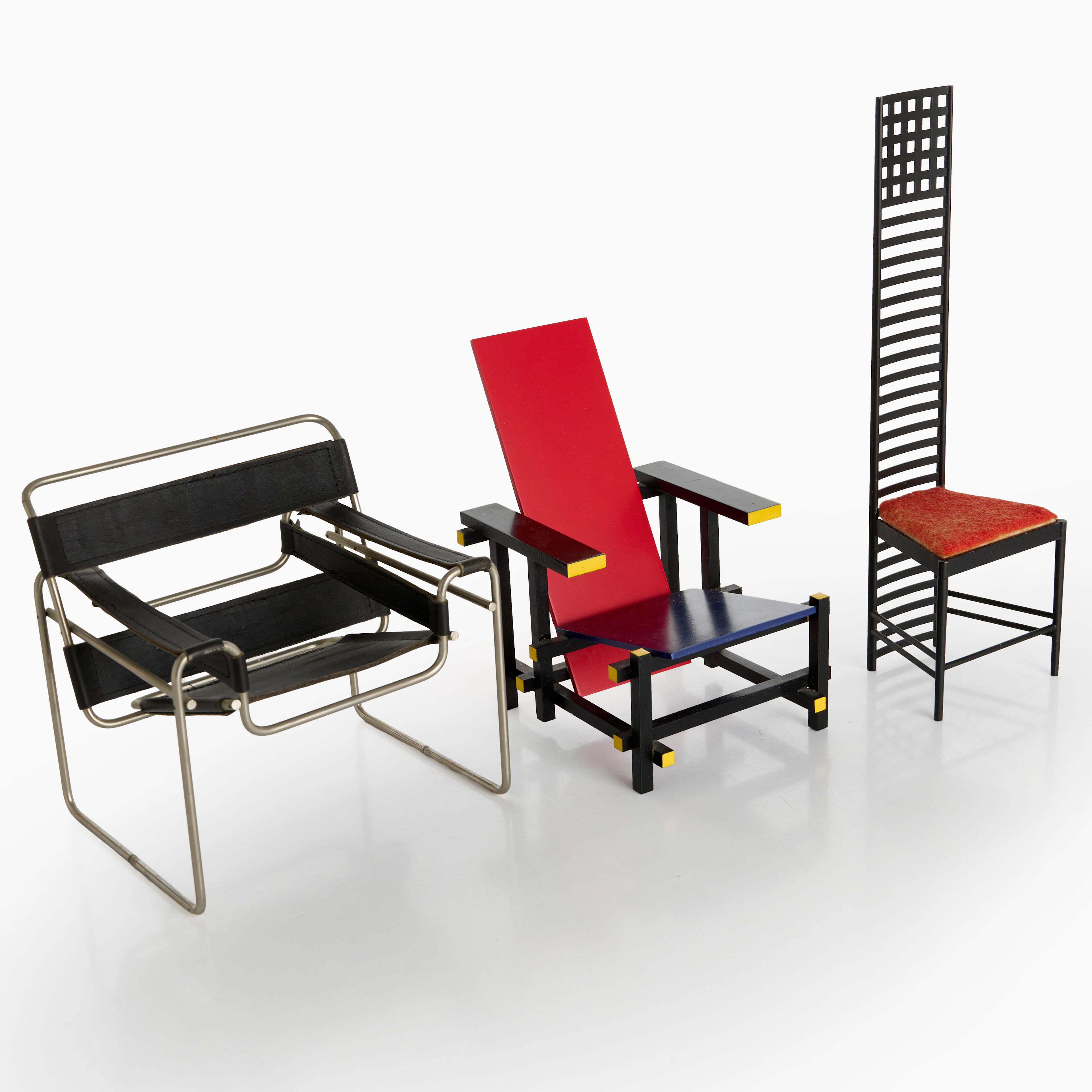 MINIATYRSTOLAR, 3 st, Modell & Form, Göteborg, designklassiker i skala 1:5.