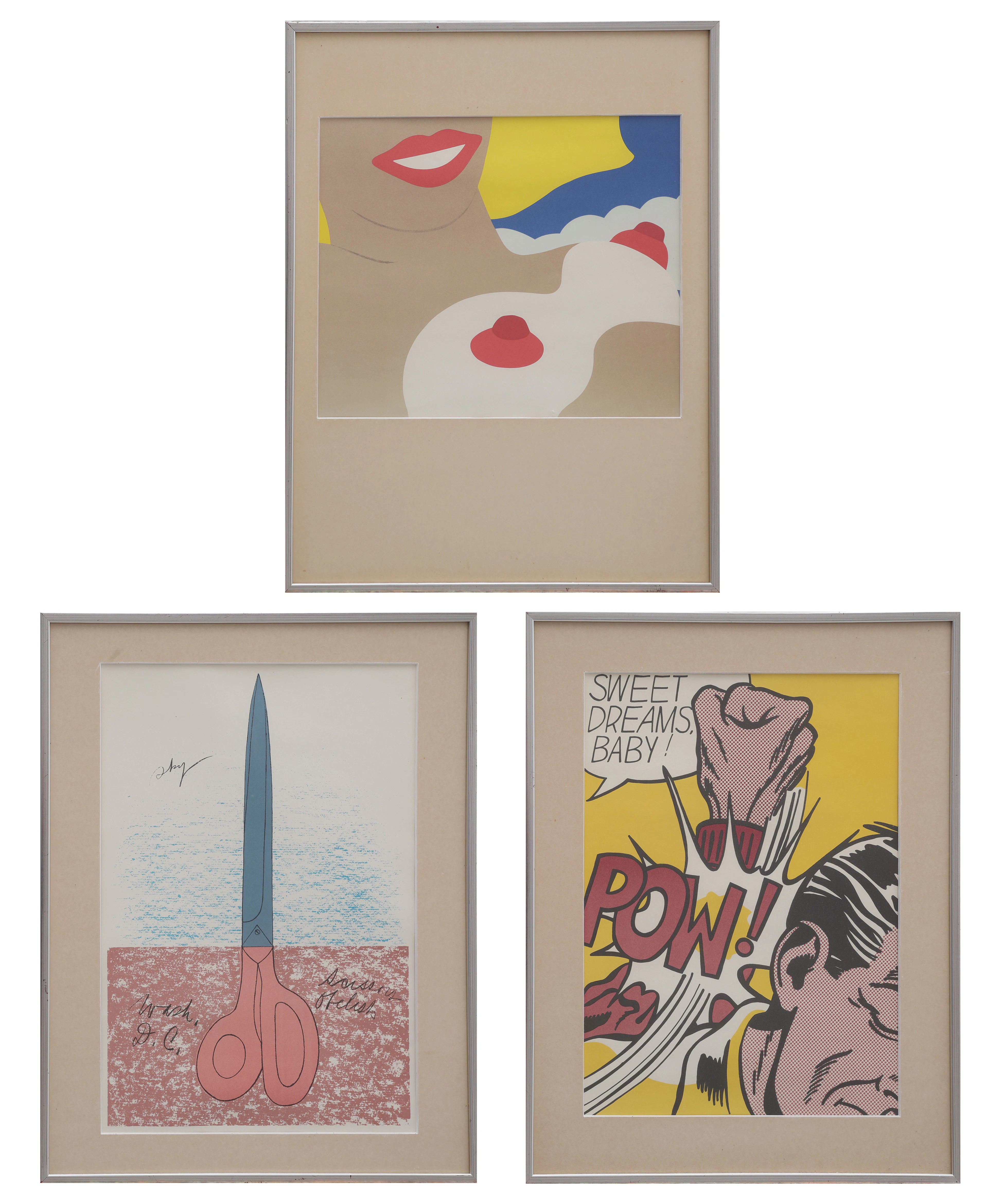 TRE SERIGRAFIER EFTER ROY LICHTENSTEIN, TOM WESSELMANN OCH CLAES OLDENBURG