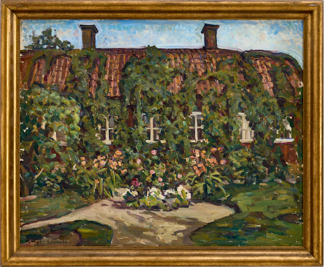 MATHILDE WIGERT-ÖSTERLUND (1873–1943). Trädgårdsidyll, Hagby prästgård