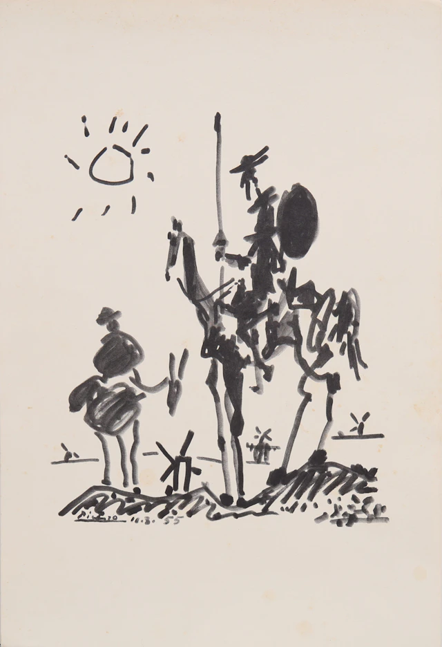 PABLO PICASSO. LITOGRAFI,"DON QUICHOTTE", SIGNERAD I TRYCKET, 1955.