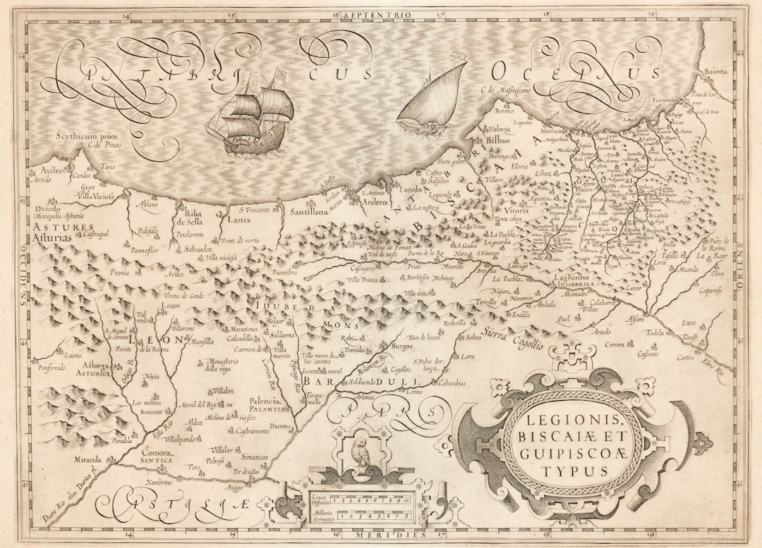 KARTA, MERCATOR/HONDIUS, "Legionis, Biscaiæ et Guipiscoæ Typus", 1600-tal.