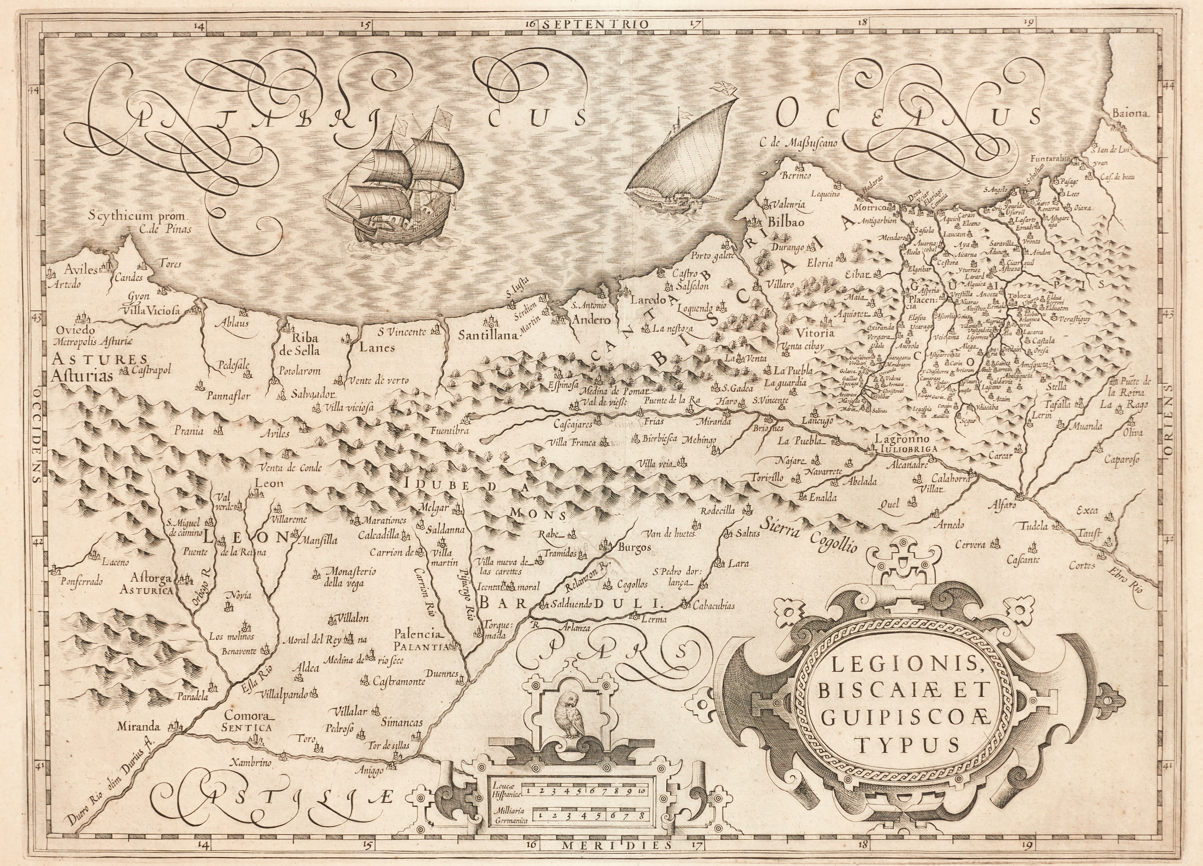 KARTA, MERCATOR/HONDIUS, "Legionis, Biscaiæ et Guipiscoæ Typus", 1600-tal.
